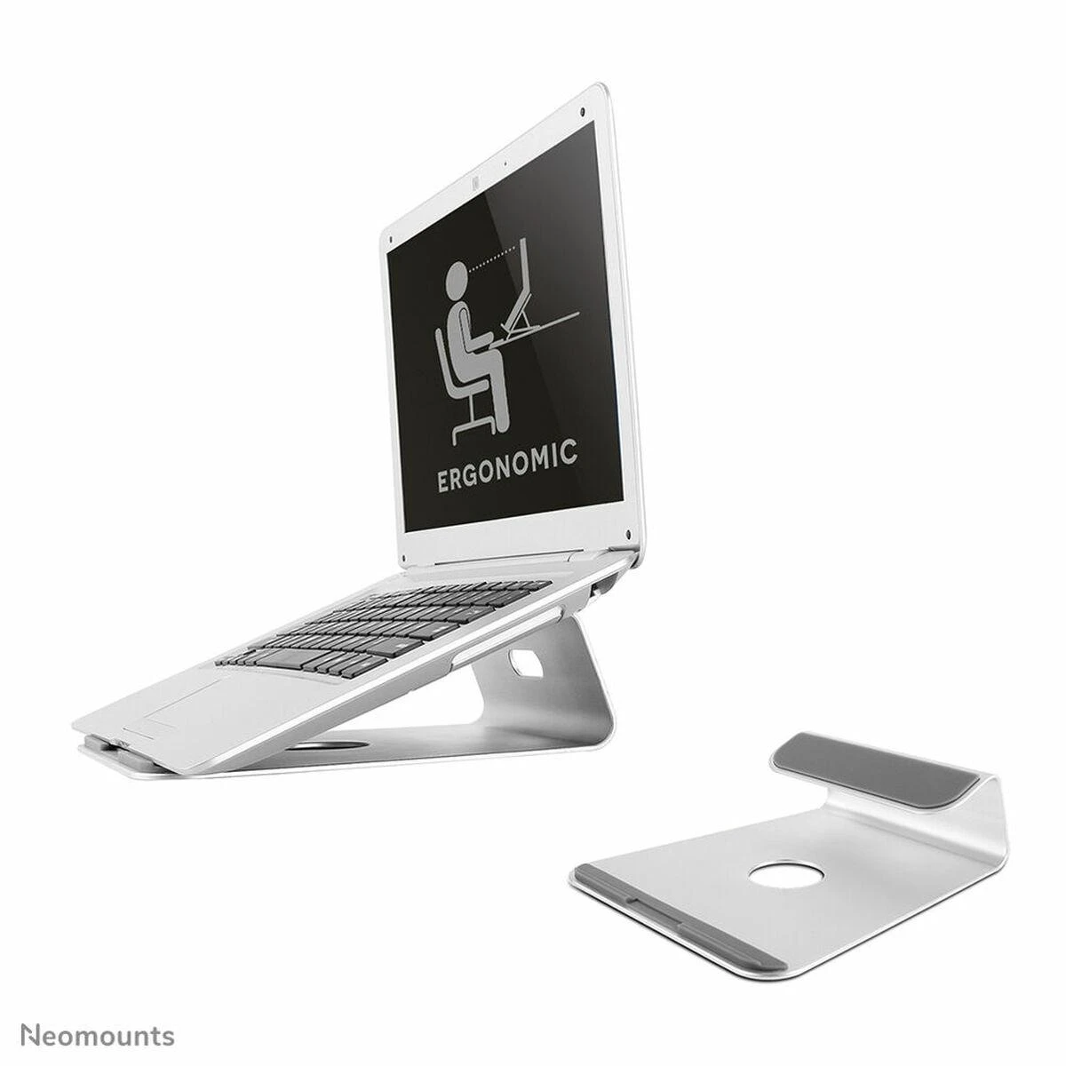 NeoMounts Nešiojamas kompiuteris Desk Stand (ergonomic), c:Sidabrinis