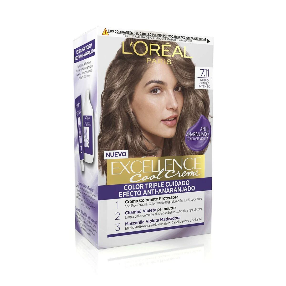 plaukų dažai L'oreal Professionnel Excellence Creme Colour 7,11-Intense Ash Skirtas šviesiems plaukams 192ml