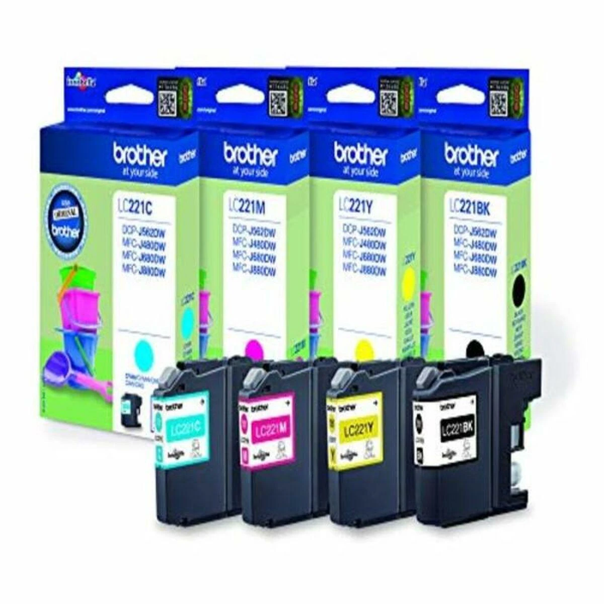 Brother LC221VALBPDR Multipack Ink Cartridge, Juodas, Cyan, Magenta, Geltona