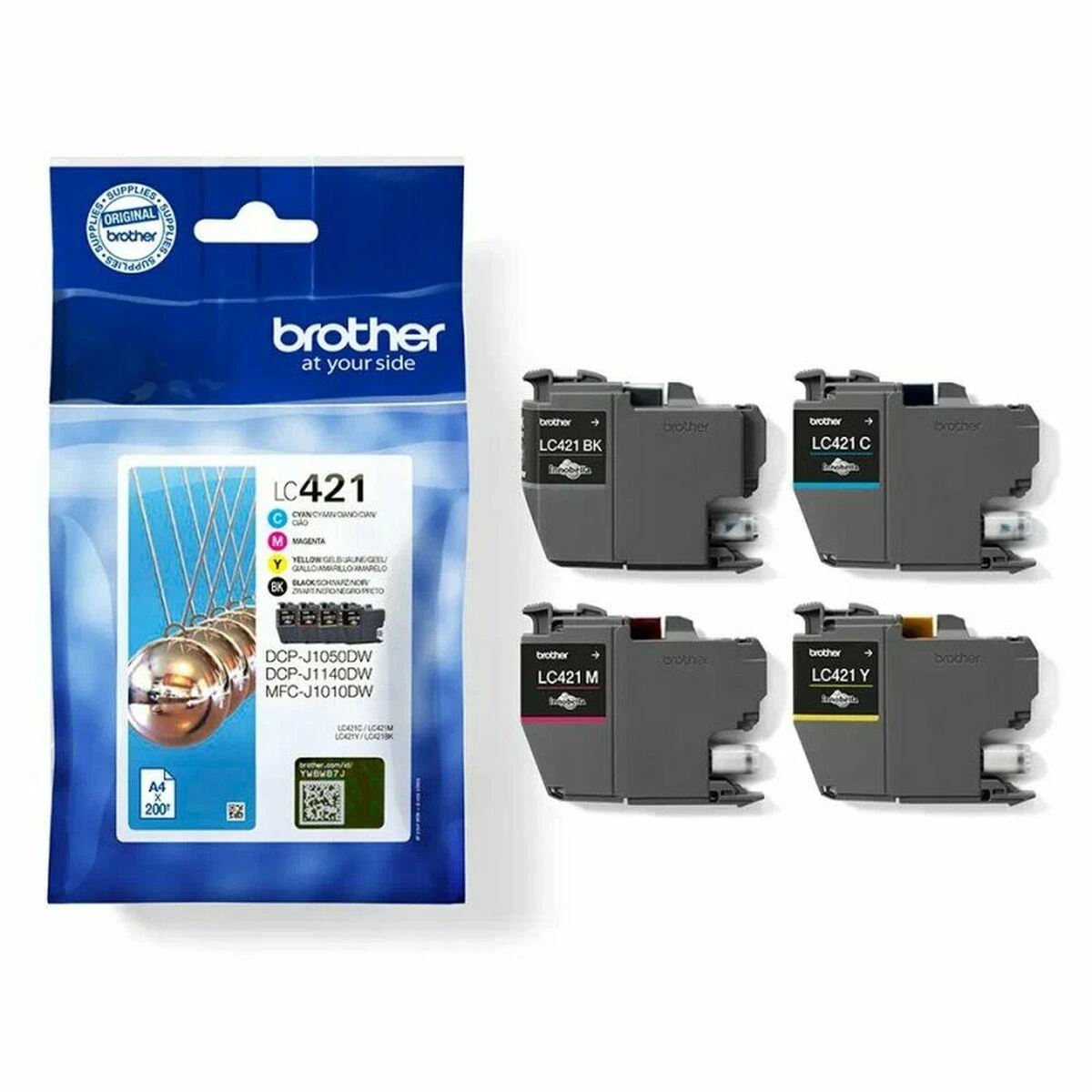 Rašalo Kasetė - Brother LC421VAL 4-Pack Original Rašalo Kasetės Mėlyna