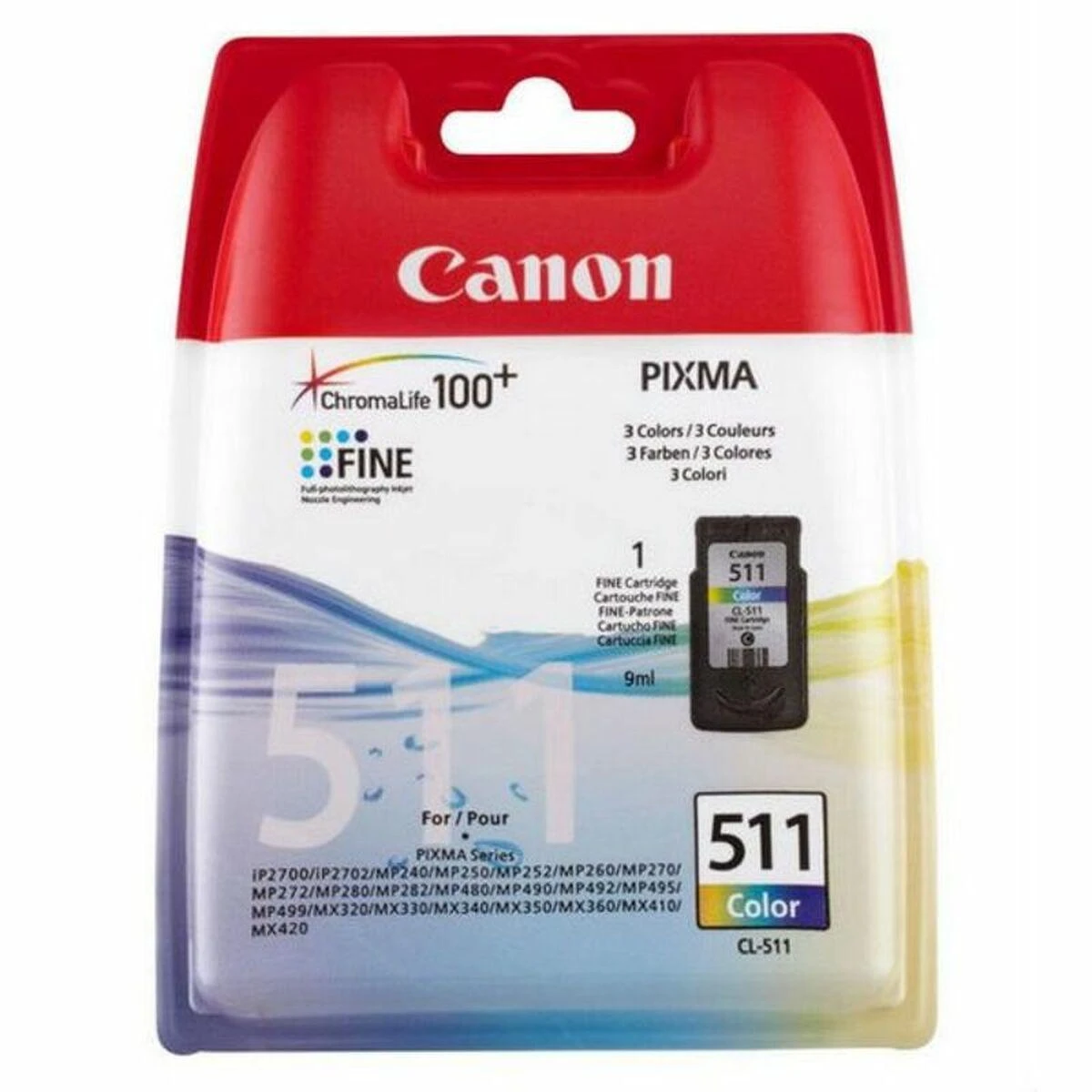 Trispalvis Canon CL-511 | Rašalo kasetė | Žydra, purpurinė, geltona