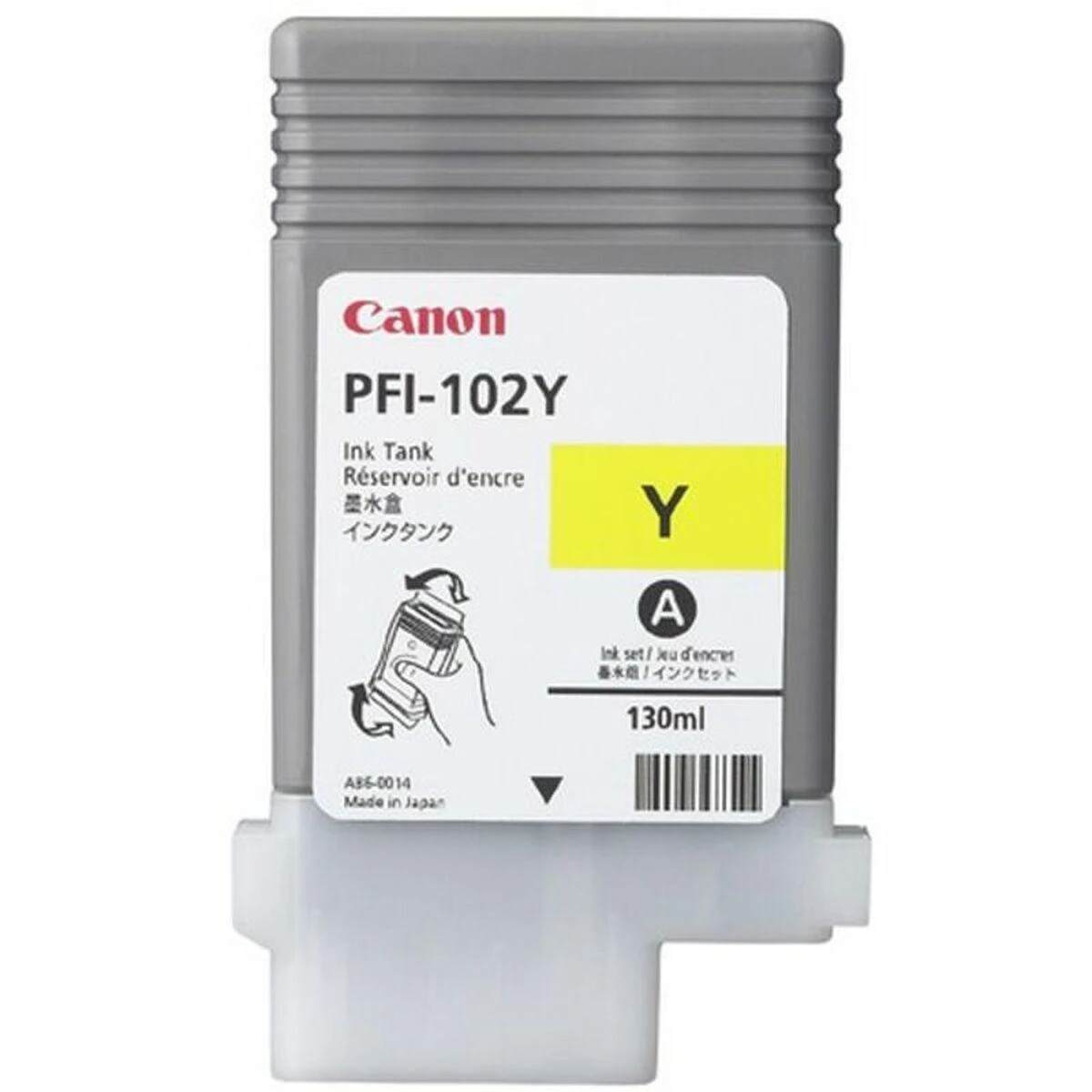 Rašalas Canon PFI102Y yellow dye | 130ml | LP17/LP24/iPF500/iPF6X0/iPF7X0