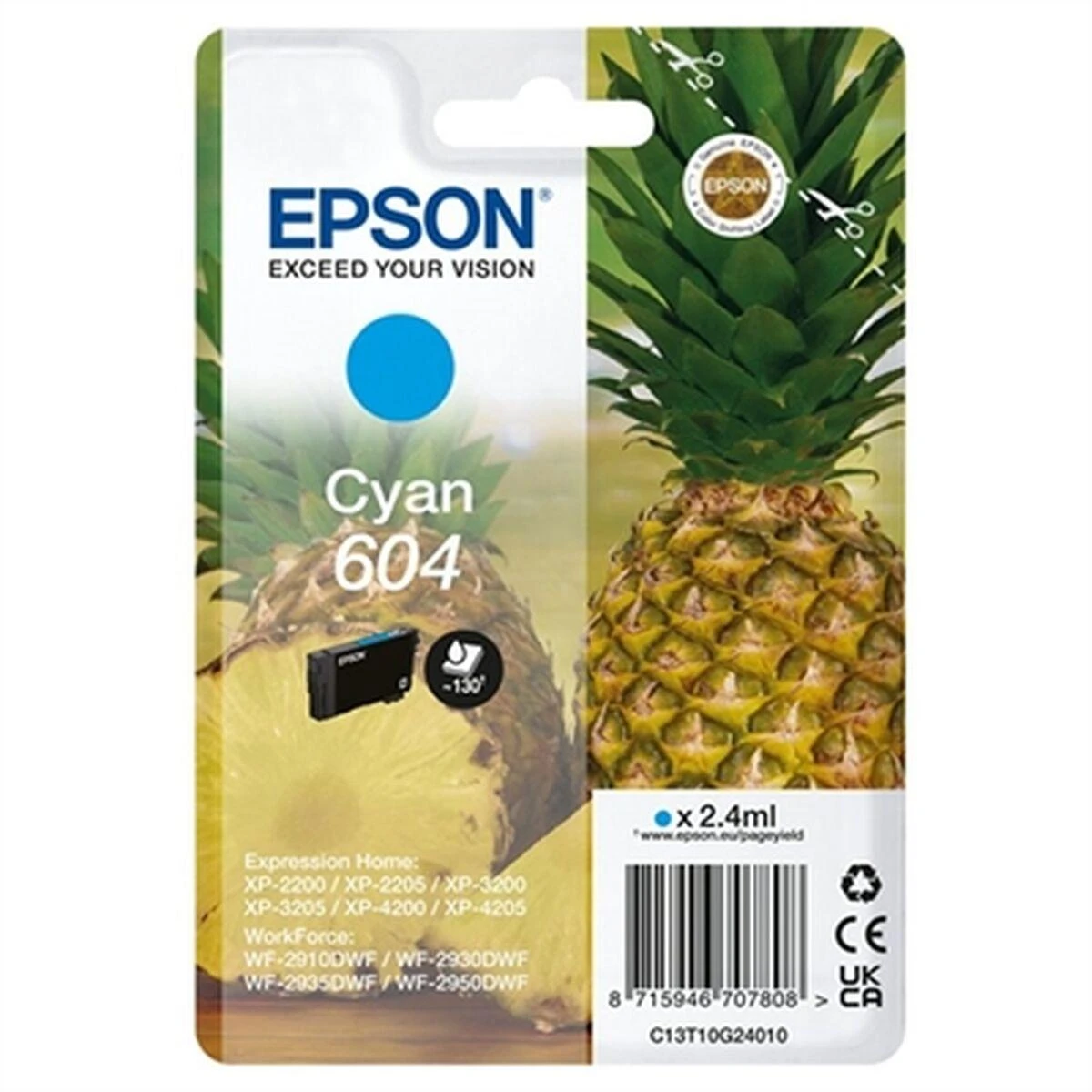 Rašalo Kasetė - Epson 604 C13T10G24010 Mėlyna, pagrįsta dažais, 350 puslapių