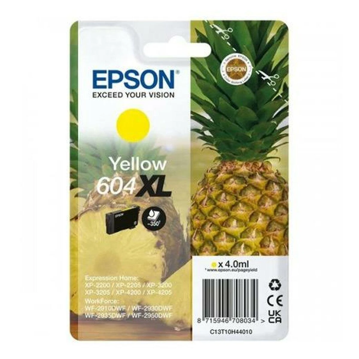 Rašalo kasetė - Epson 604 XL Geltona (C13T10H44010, didelės talpos, 350 puslapių)