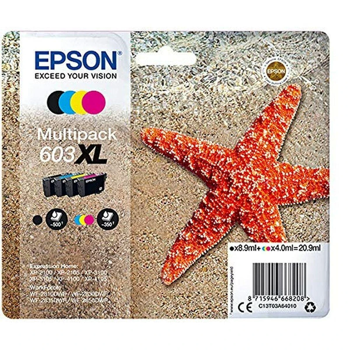 Originali Epson Ink Cartridge Epson Ink C13T03A64020 4 Dalys Juodas Multicolor