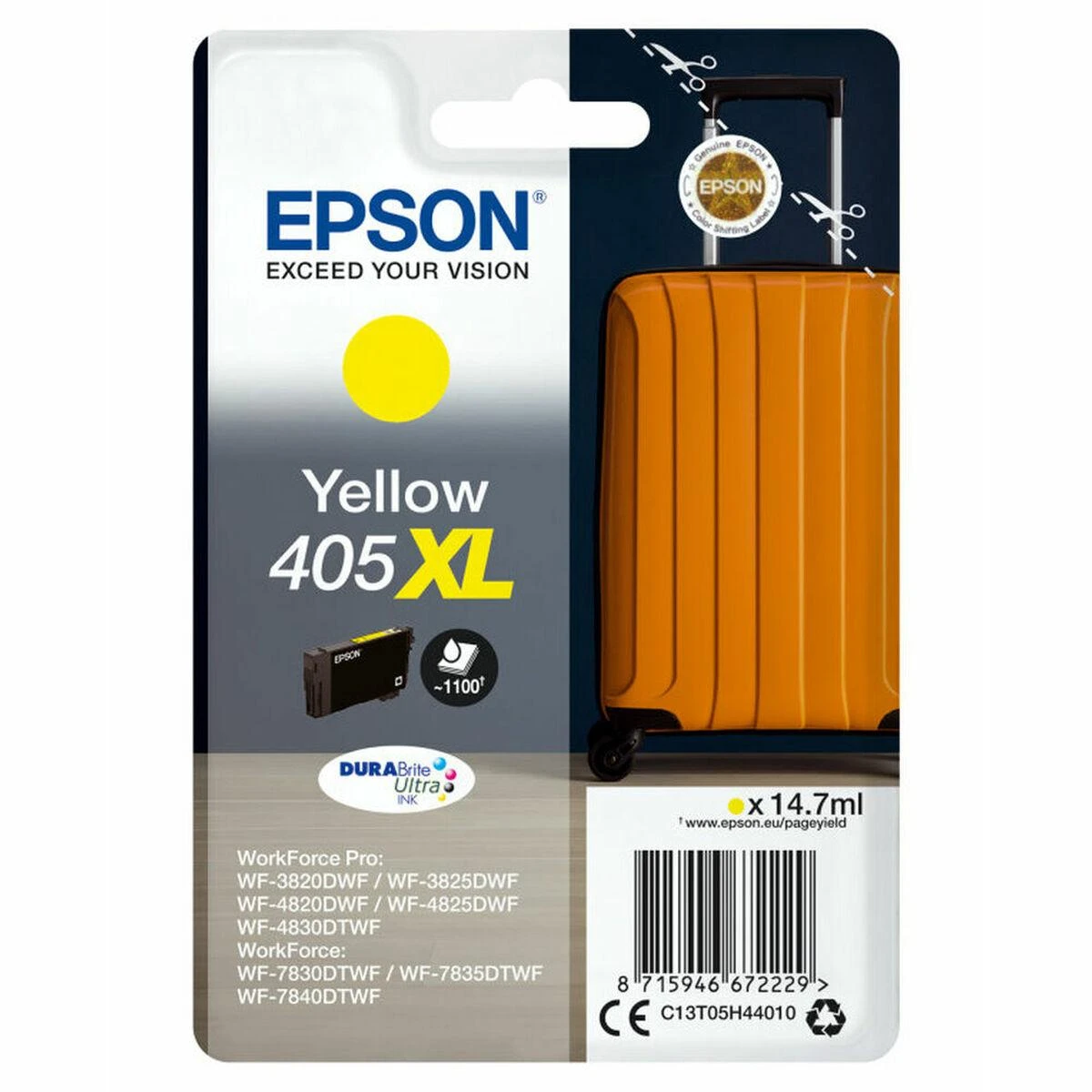 Epson 405XL (C13T05H44010) kasetė rašaliniams spausdintuvams, Geltona (1100 psl.)
