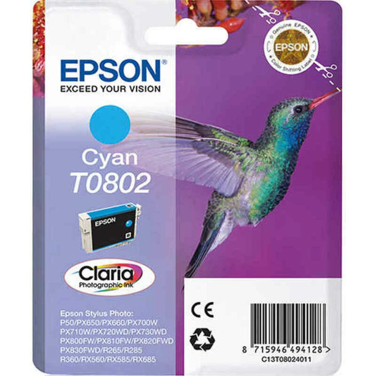 Epson T0802 (C13T08024011), žydra kasetė