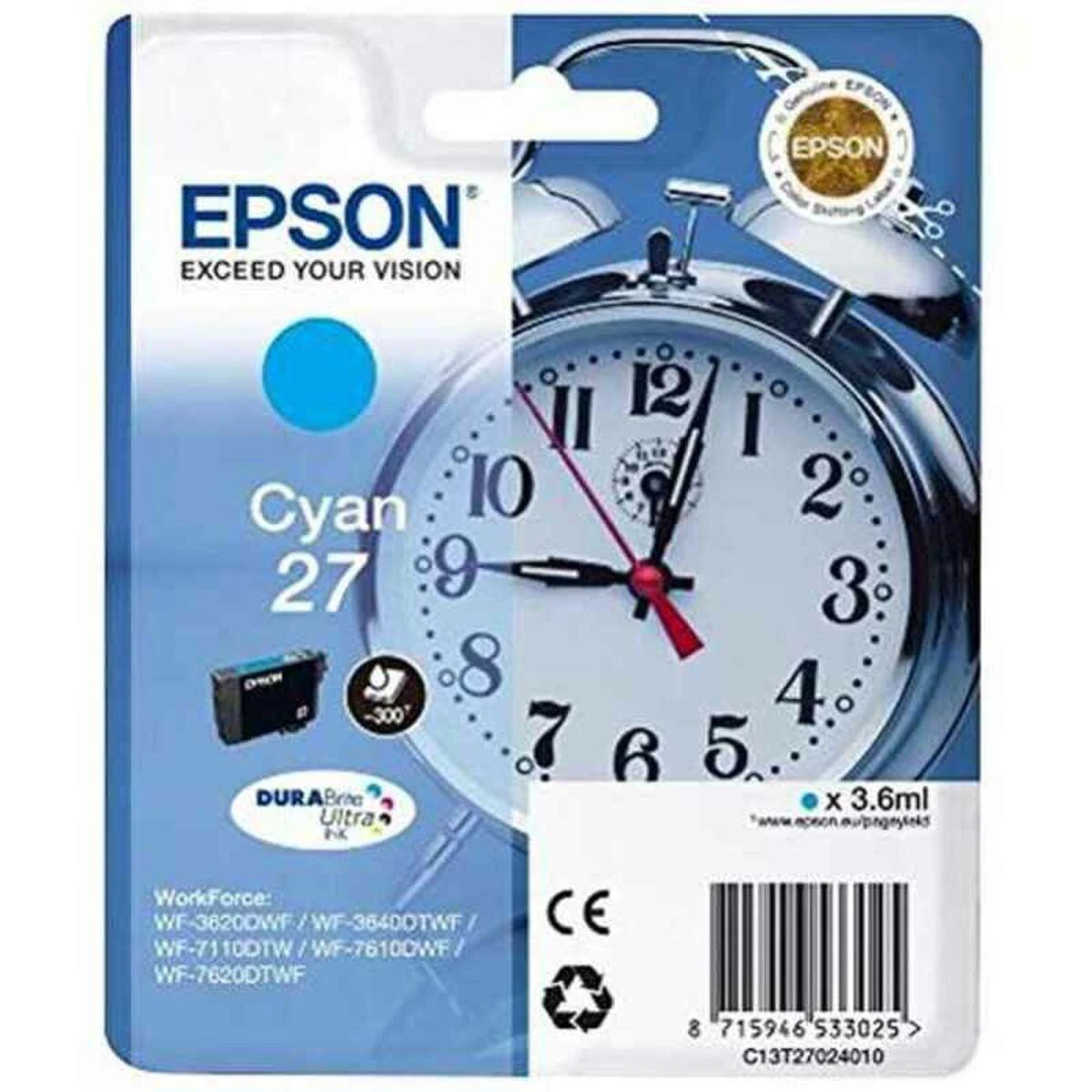 Epson 27 rašalo kasetė, žalsvai mėlyna