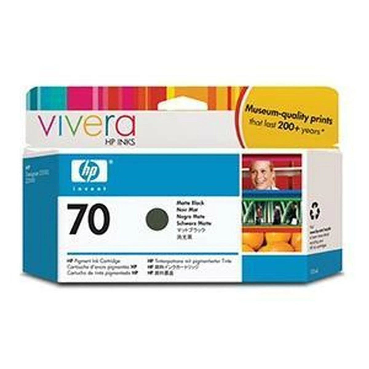 Hewlett Packard (HP) HP 70 Matte Juodas rašalo kasetė su Vivera Ink, 130ml, skirta HP DesignJet Z3100, Z2100