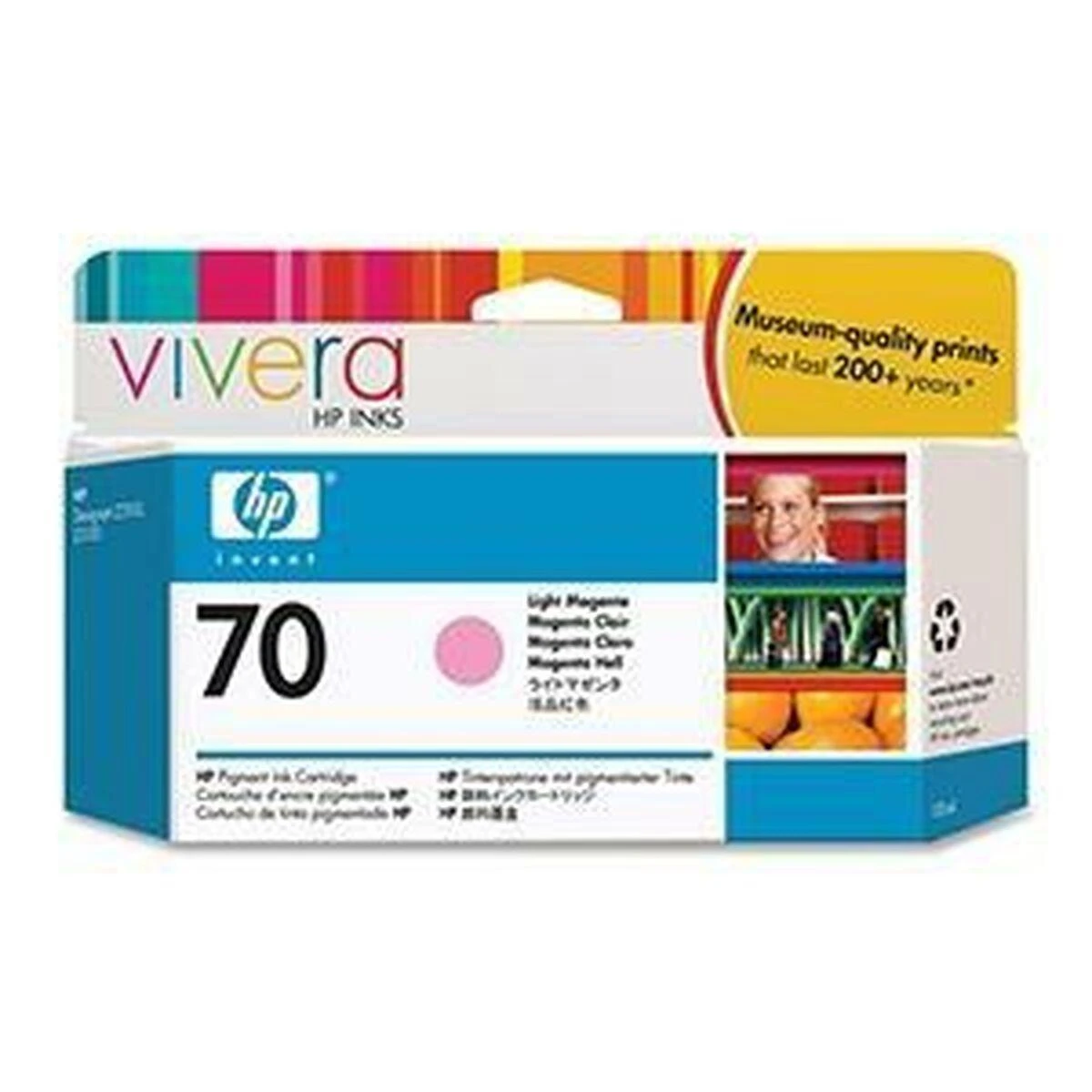 Hewlett Packard (HP) HP Nr.70 Rašalo krepšelis. Šviesiai purpurinė su Vivera rašalu (130 ml)