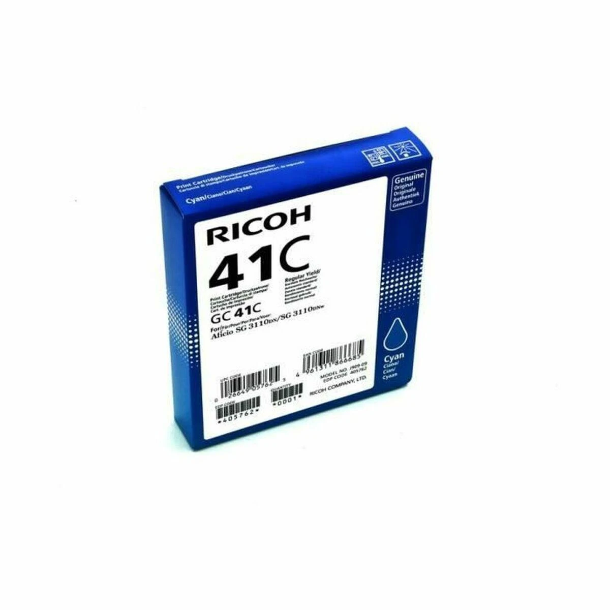 Originali Ricoh gelio kasetė 405762, GC41HC, žalsvai mėlyna, 2200s