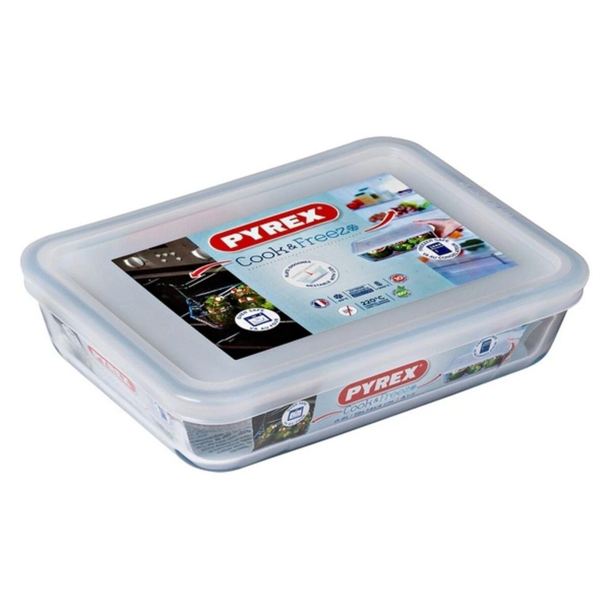 Kepkite ir orkaitėje atsparų patiekalą Šaldymas plastikiniu dangteliu 19 x 14 x 4 cm 0,8 l PYREX