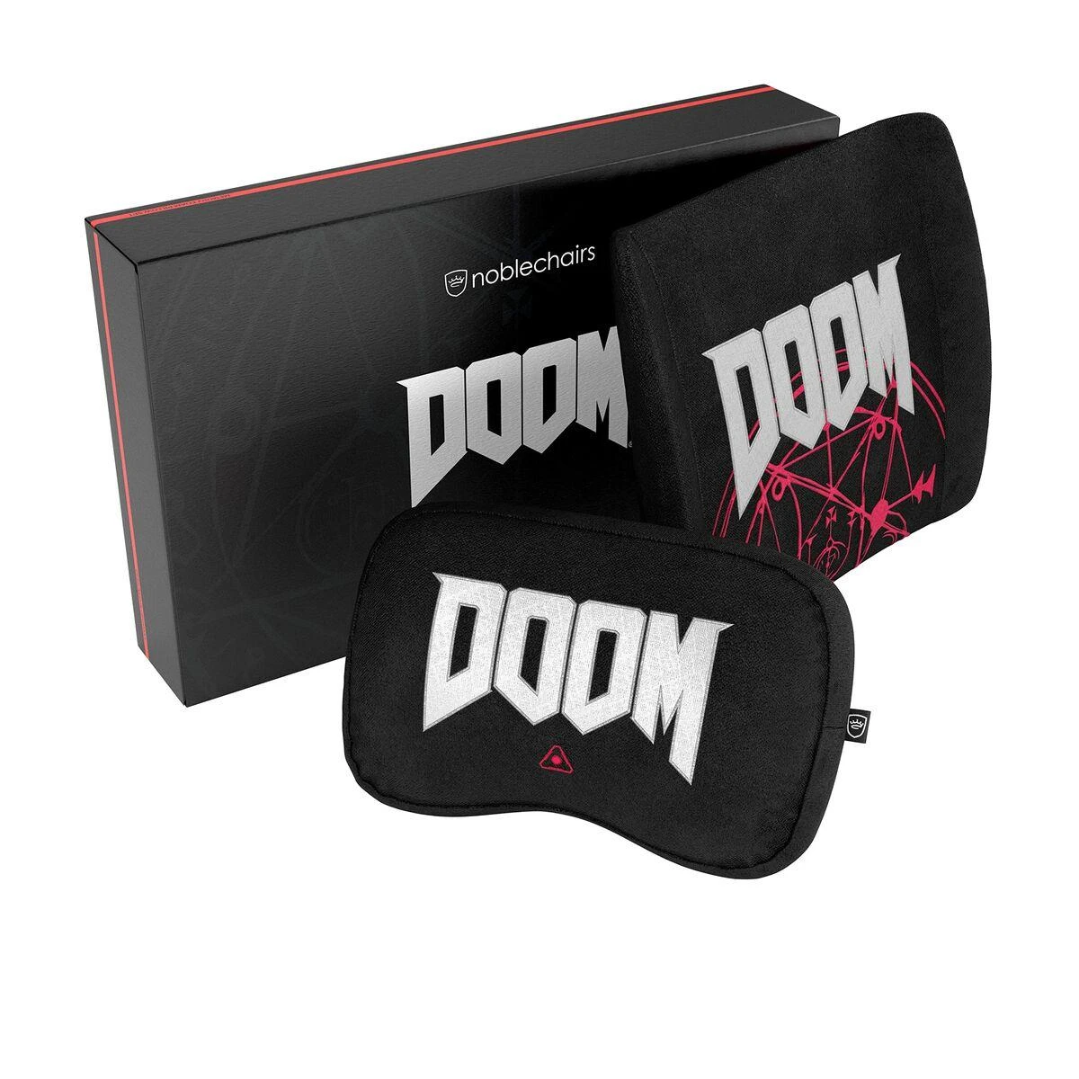 Žaidimų kėdės pagalvėlių rinkinys Noblechairs Doom Edition Memory Foam Cushion Set, tinka EPIC/ICON/HERO, Juoda