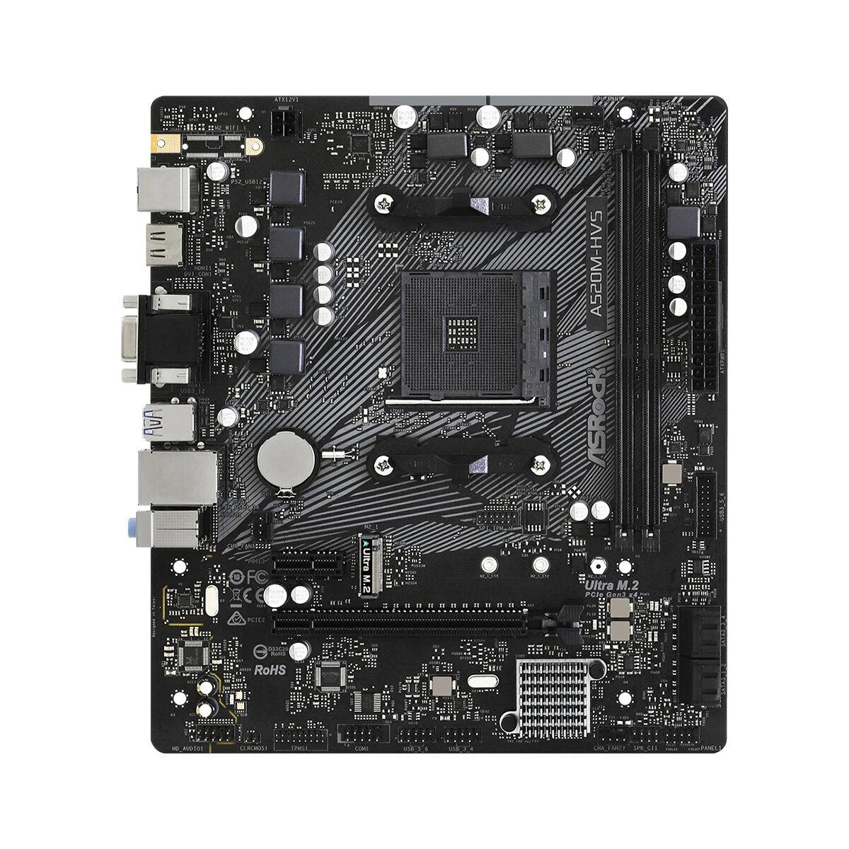 Pagrindinė plokštė ASROCK AMD A520 / SAM4 / MicroATX / 1xPCI-Express 3.0 1x / 1xPCI-Express 3.0 16x / 1xM.2 / Memory DDR4 / Atminties lizdai 2 / 1x15pin D-sub / 1xHDMI / 2xAudio-In / 1xAudio-Out / 2xUSB 2.0 / 4xUSB 3.2 / 1xPS/2 / 1xRJ45
