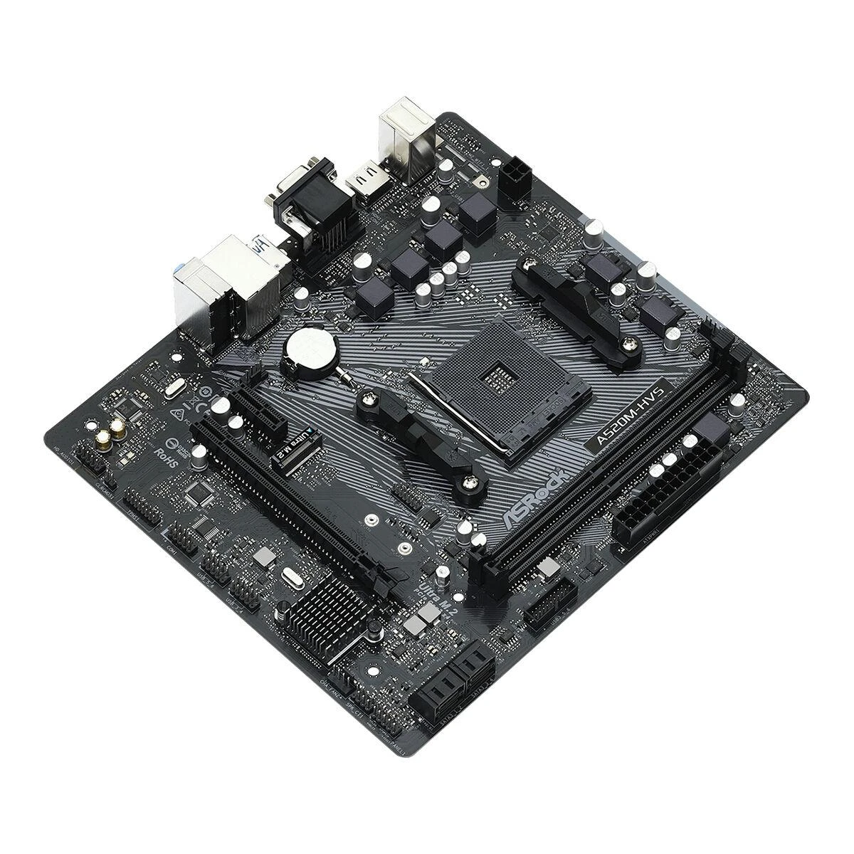 Pagrindinė plokštė ASROCK AMD A520 / SAM4 / MicroATX / 1xPCI-Express 3.0 1x / 1xPCI-Express 3.0 16x / 1xM.2 / Memory DDR4 / Atminties lizdai 2 / 1x15pin D-sub / 1xHDMI / 2xAudio-In / 1xAudio-Out / 2xUSB 2.0 / 4xUSB 3.2 / 1xPS/2 / 1xRJ45