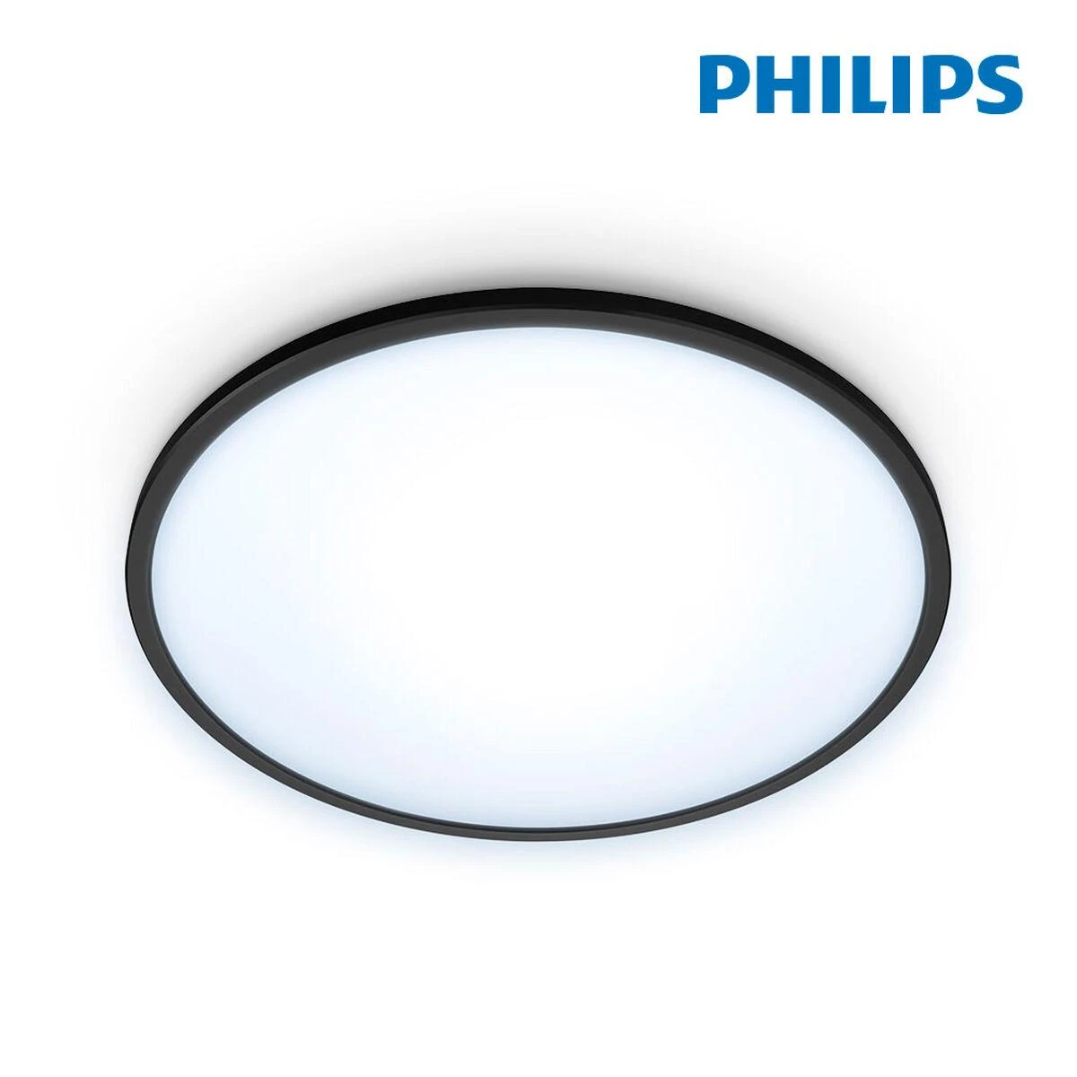 WiZ SuperSlim lubinis šviestuvas, apvalus, juodas, 16 W, derinamas baltas, Wi-Fi