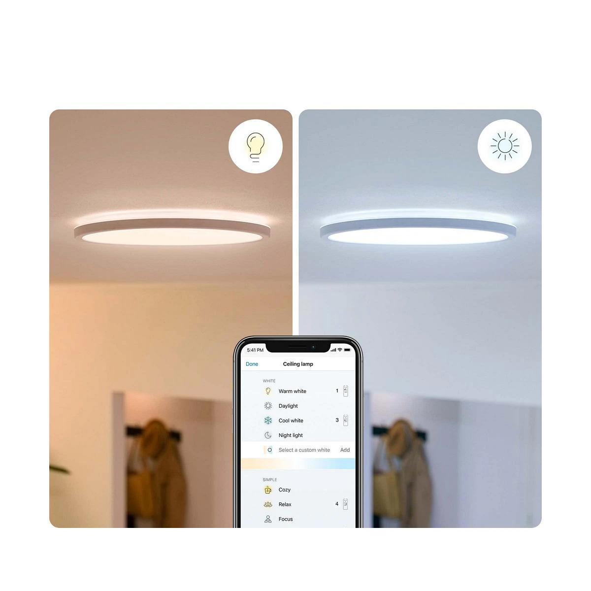 Lubinis šviestuvas WIZ SUPERSLIM CEILING 16W W RD 27-65K TW