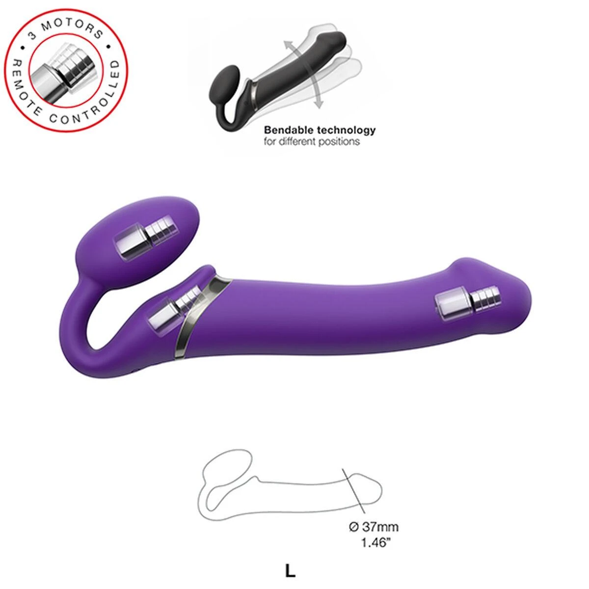 Strap-On-Me - Vibrating Bendable Strap-On L Violetinė