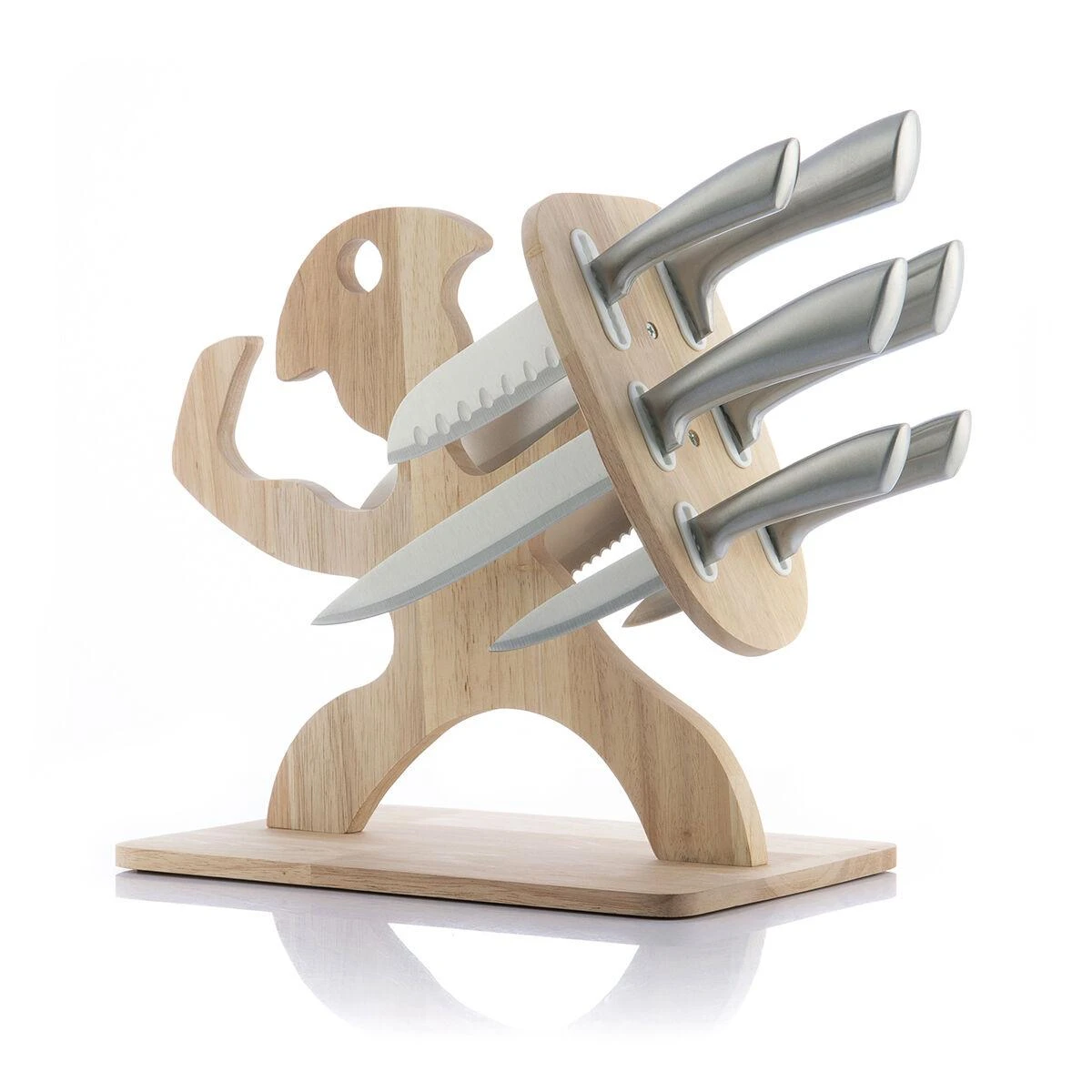 Peilių rinkinys su mediniu stovu Spartan InnovaGoods 7 Dalys