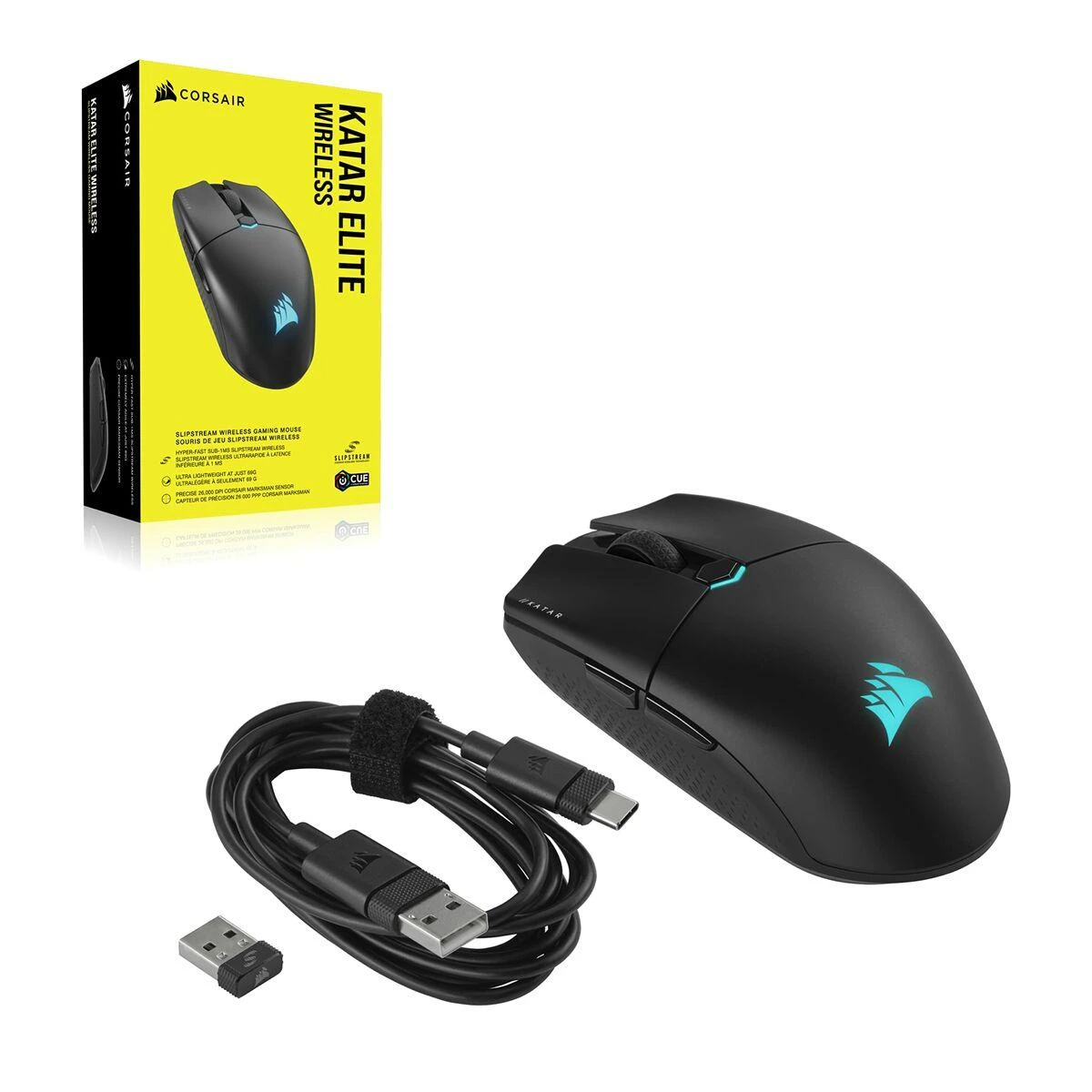 Corsair | Pelė žaidimams | KATAR ELITE | su laidu/wireless | Juodas
