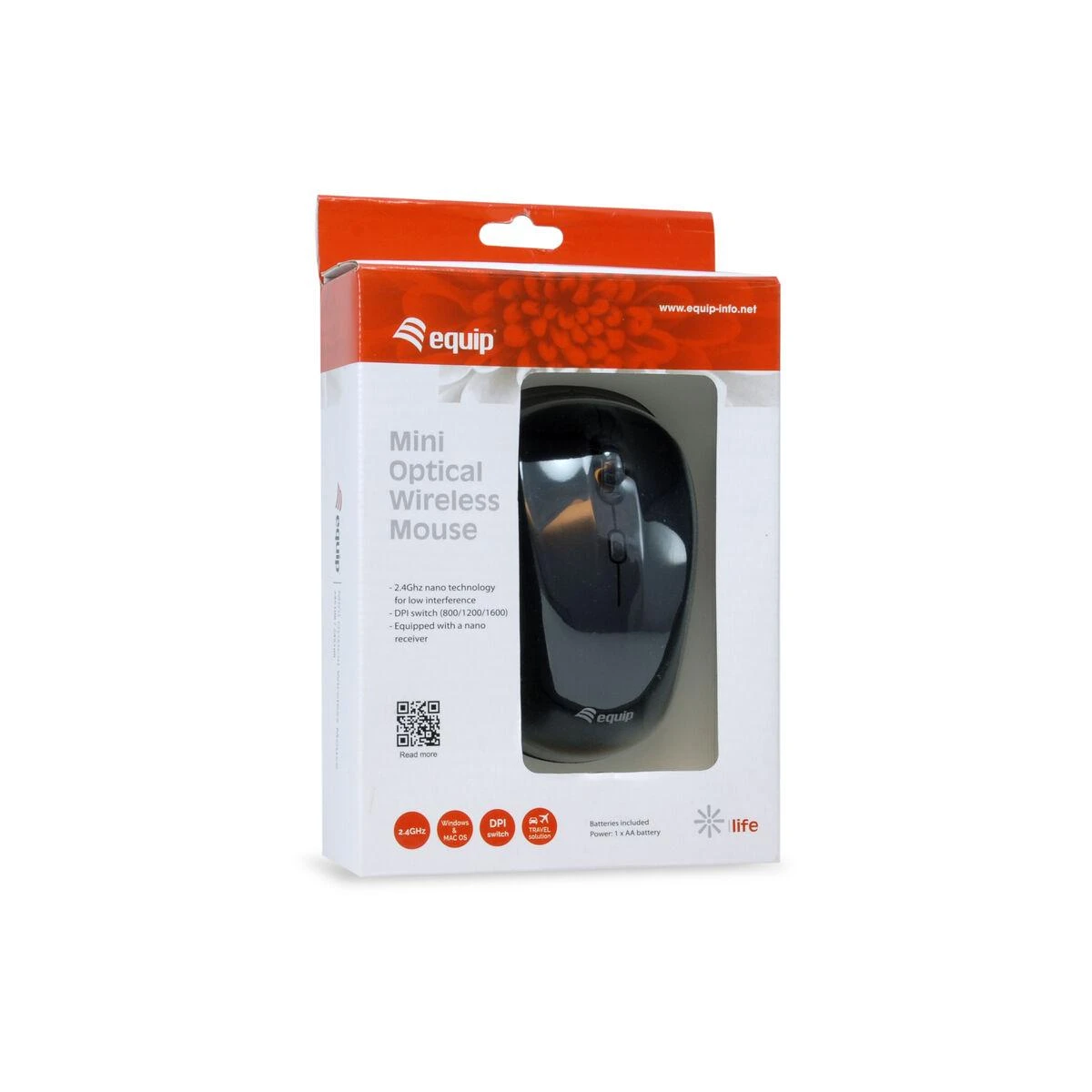 Equip Optinė belaidė pelė USB Mini R+L juodas