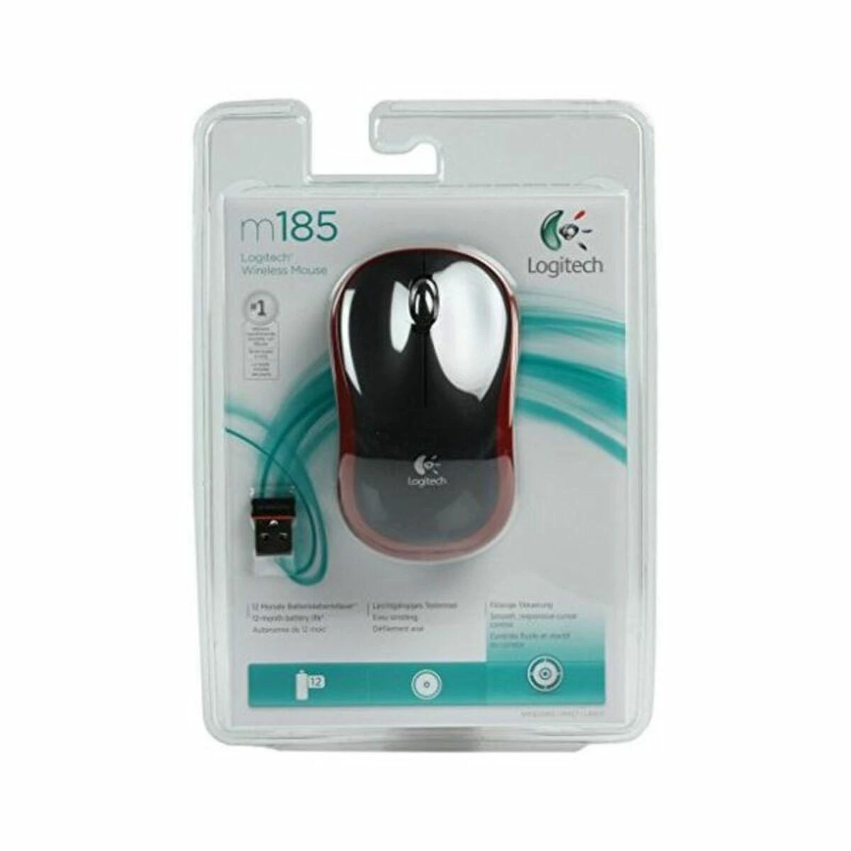 Bevielė pelė Logitech M185. Raudona