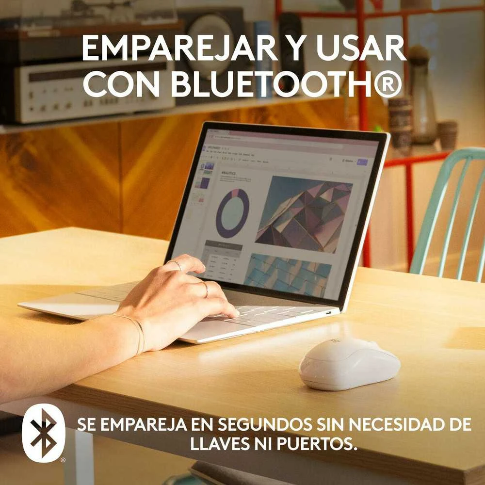 Belaidė pelė Logitech M240 Silent Bluetooth Mouse, baltos spalvos