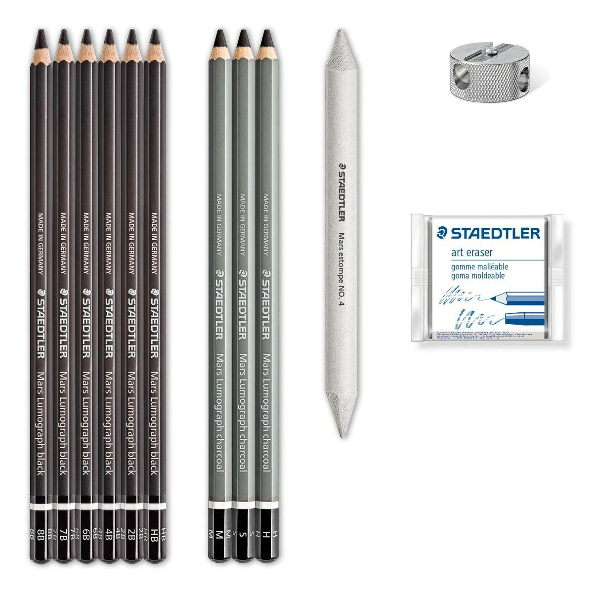 Staedtler Mars Lumograph, Įvairių spalvų, Juoda, Pilka, PEFC, 4,5 mm, 9 vnt.
