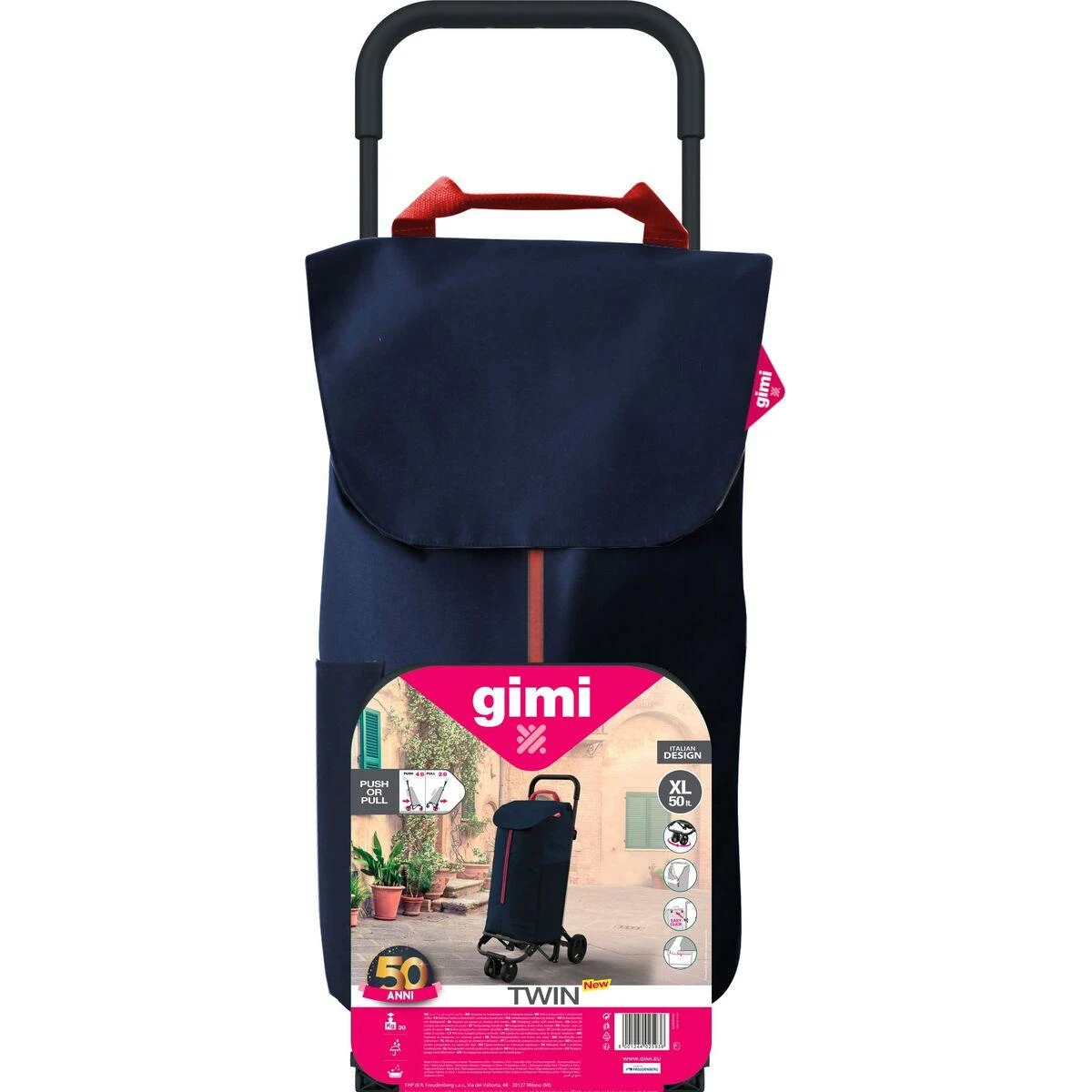 Gimi Mėlynas pirkinių vežimėlis 30 kg/50 l. Dvigubas Naujas mėlynas