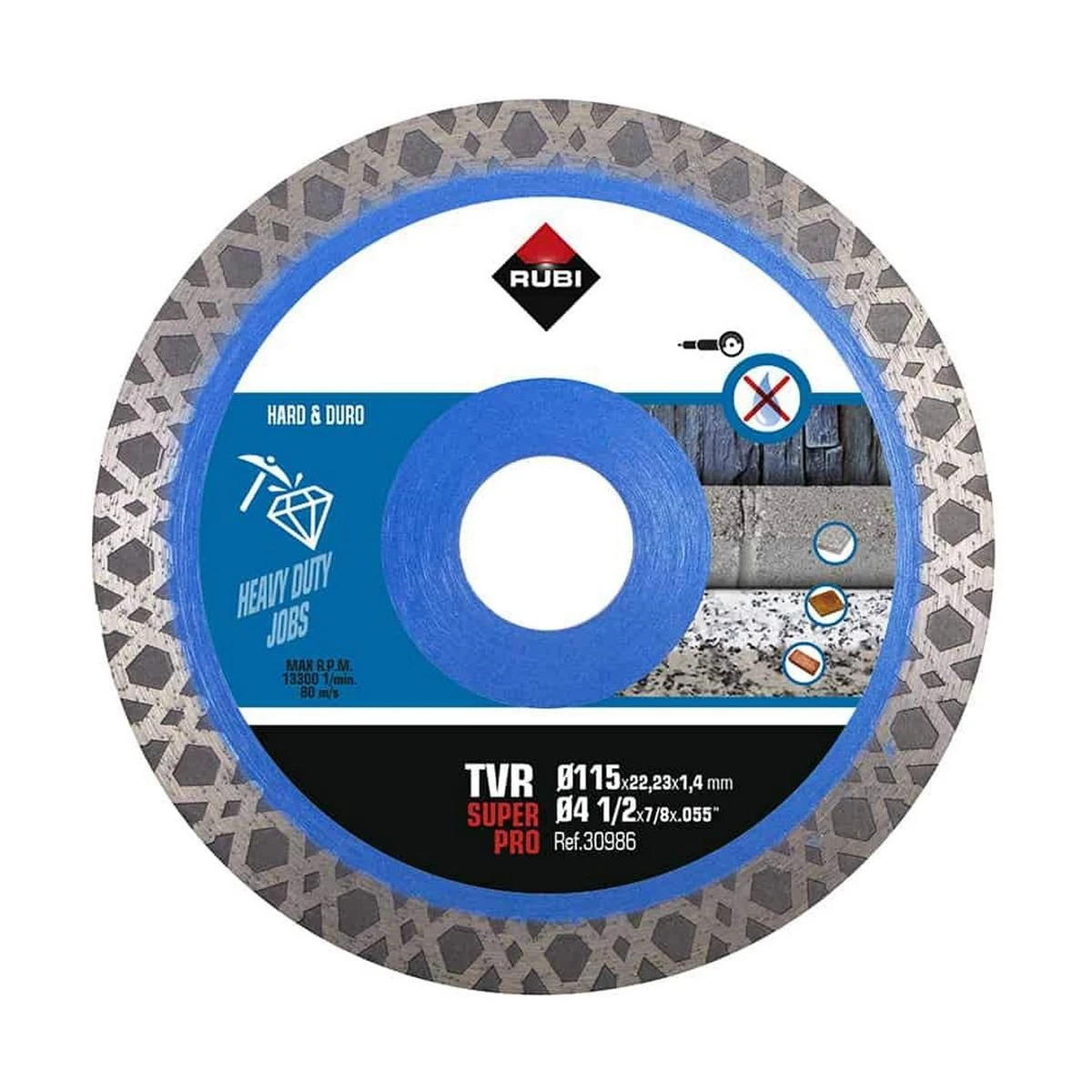 Deimantinis pjovimo diskas Rubi TVR 115 SUPERPRO; 115 mm