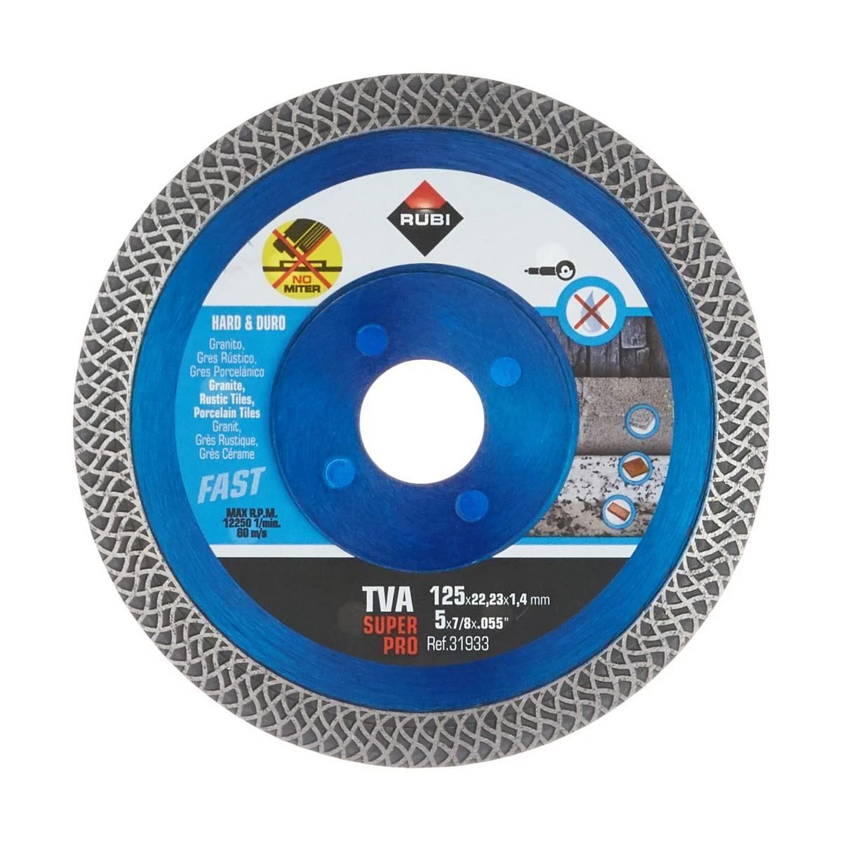 Rubi 31933 TVA 125 SUPERPRO Turbo Viper Deimantinis pjūklo diskas kietoms medžiagoms 125 x 22,23 mm | Rubi