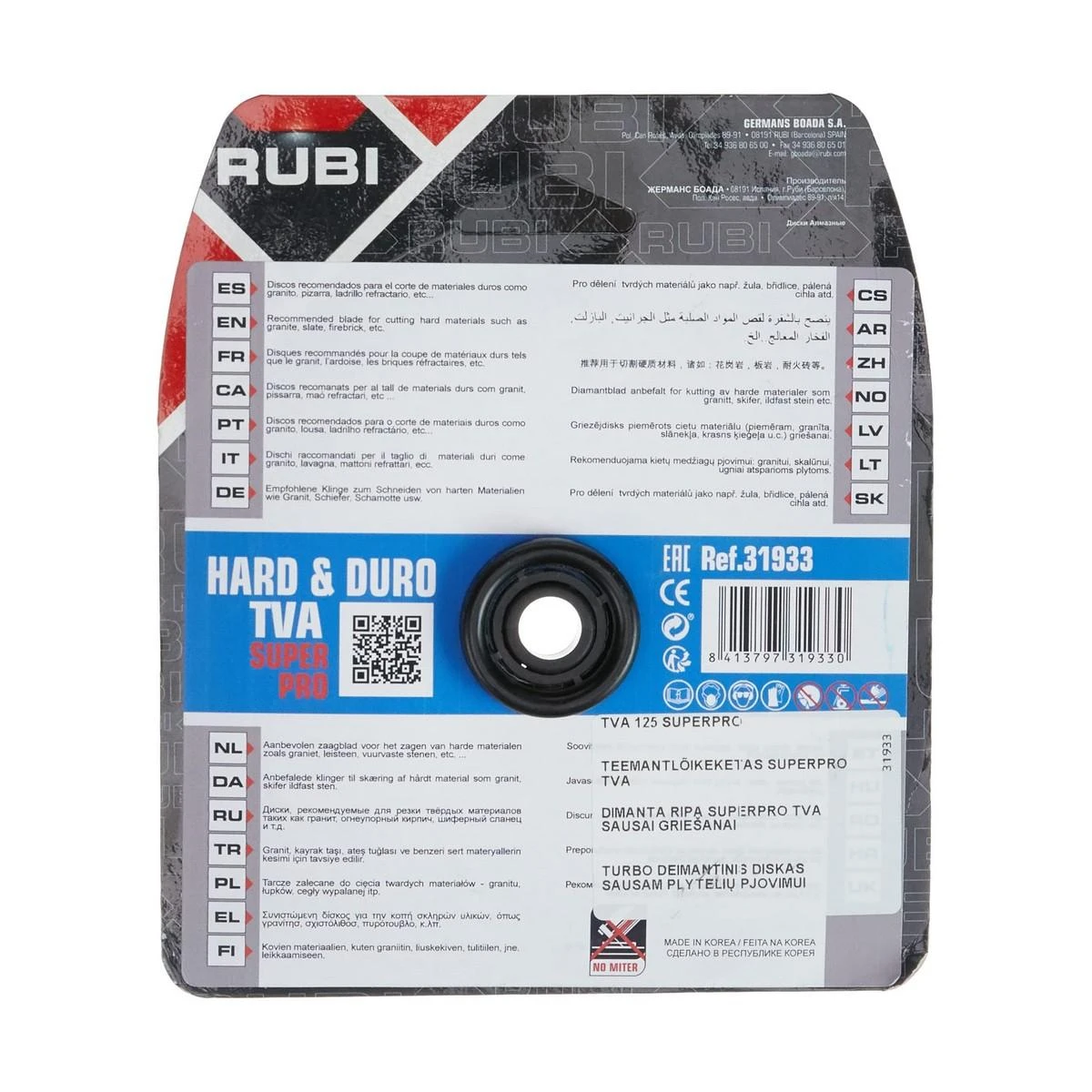 Rubi 31933 TVA 125 SUPERPRO Turbo Viper Deimantinis pjūklo diskas kietoms medžiagoms 125 x 22,23 mm | Rubi