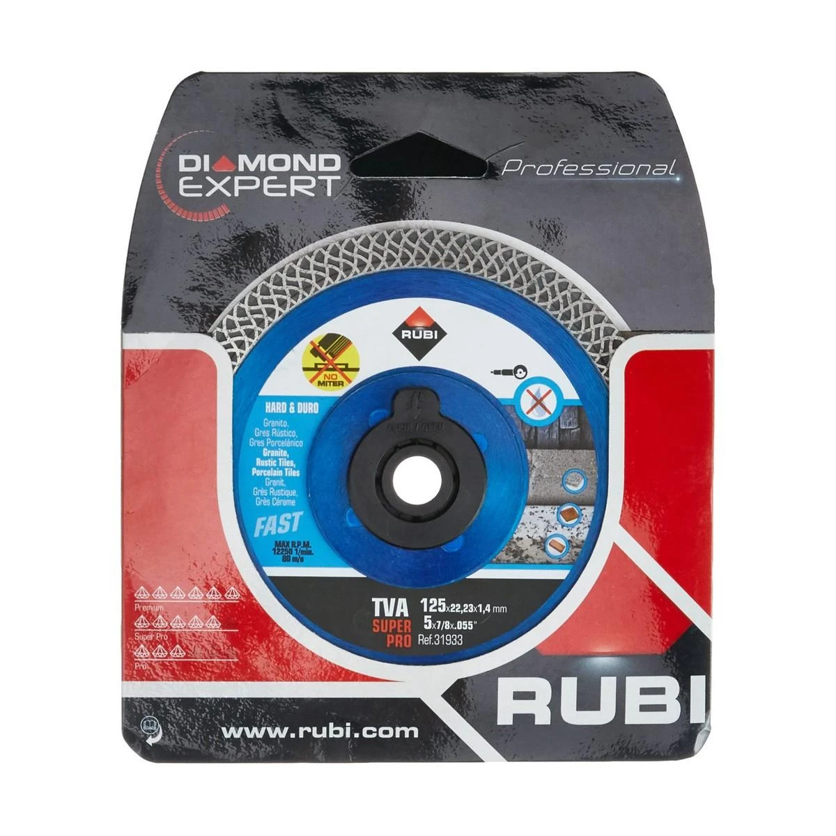 Rubi 31933 TVA 125 SUPERPRO Turbo Viper Deimantinis pjūklo diskas kietoms medžiagoms 125 x 22,23 mm | Rubi