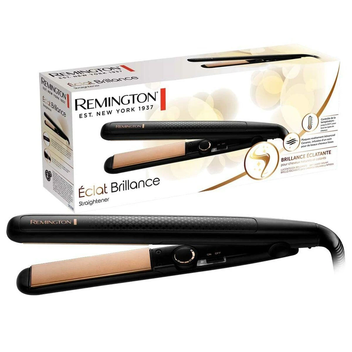 Plaukų Formavimo Prietaisai - Remington S6308 Plaukų Tiesintuvas 230°C, 15s Įkrovimo Laikas, Keramika, Juoda