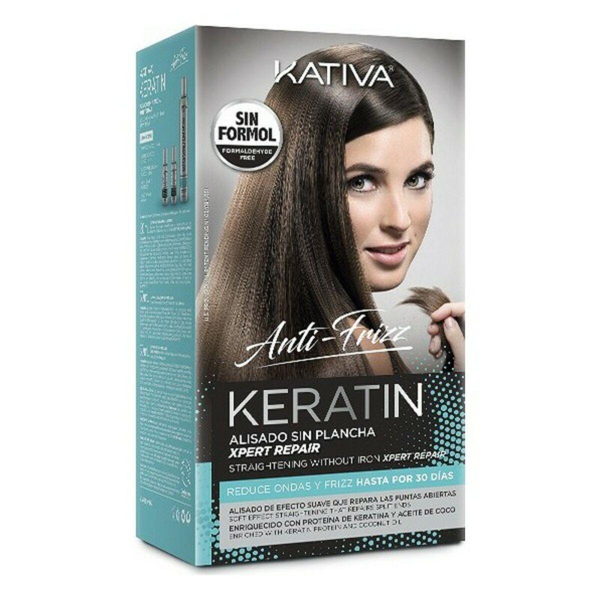 Kativa "Keratin Minkštinantis ir glotninantis" išlyginamasis be lygintuvo taisymo patarimų rinkinys 3 vnt