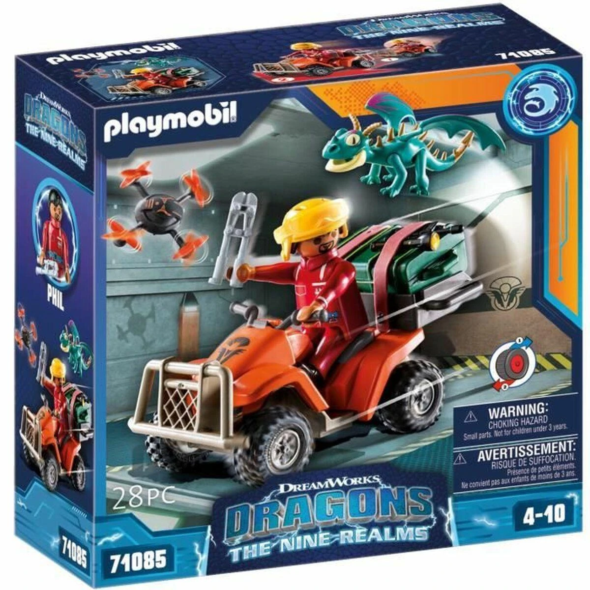 PLAYMOBIL 71085 Dragons Quad & Phil, Dragons The Nine Kingdoms, 28 vnt, nuo 4 metų