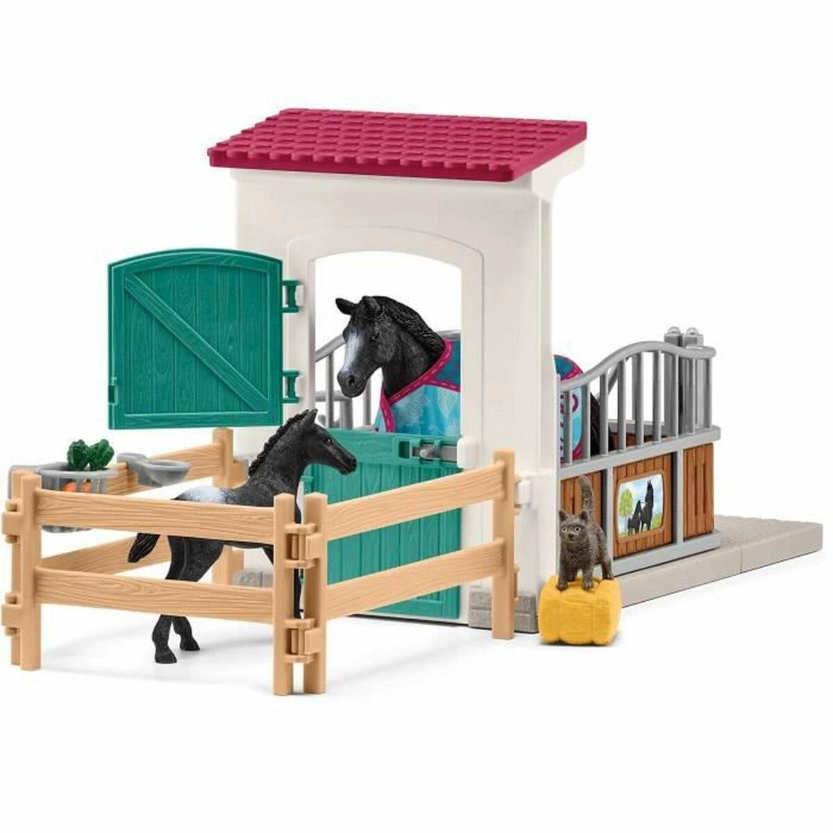 SCHLEICH HORSE CLUB Žirgų aptvaras su kumele ir kumeliuku