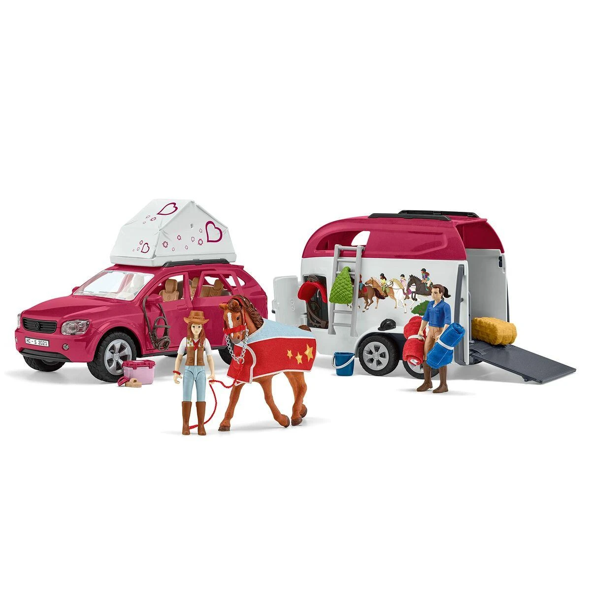 SCHLEICH HORSE CLUB Nuotykis keliaujant automobiliu su priekaba arkliams