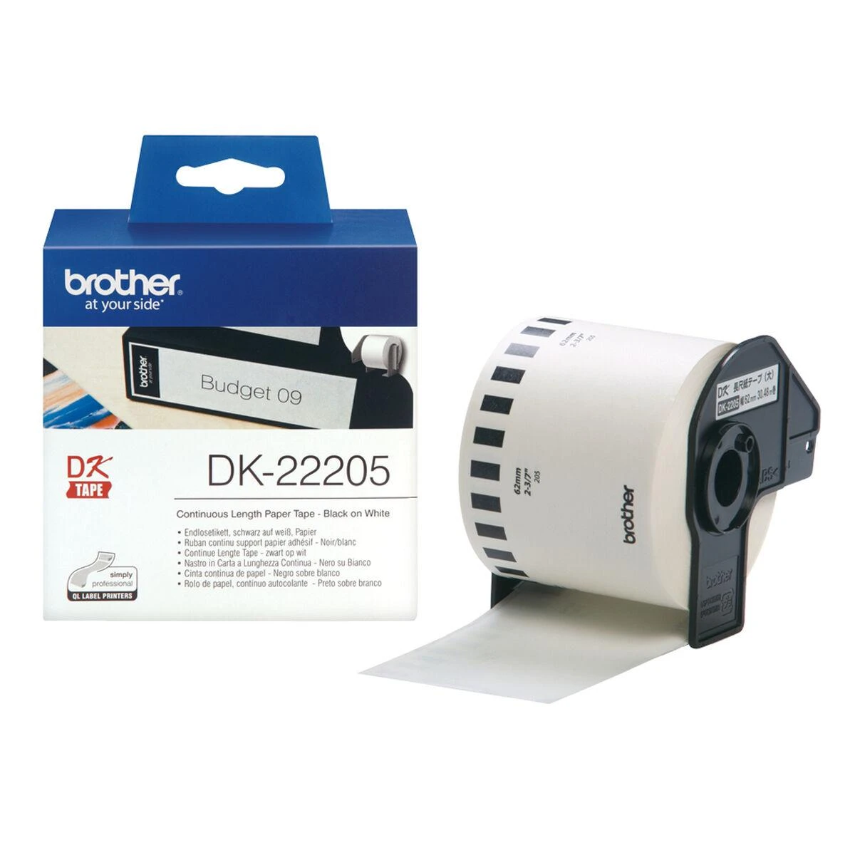 Brother Brolis | DK-22205 ištisinio ilgio popierinė etiketė | Baltas | DK | 30,5 m