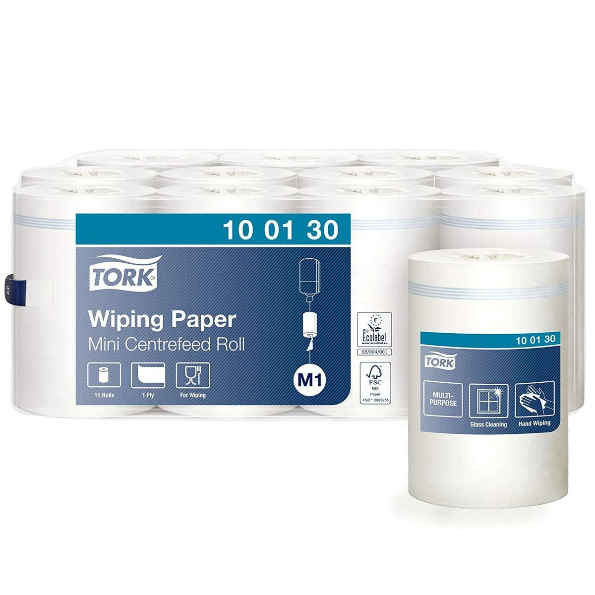 Popieriniai rankšluosčiai Tork Wiper Mini Centerfeed Advanced M1 (100130), 1 sluoksnis, baltos spalvos, 120 m