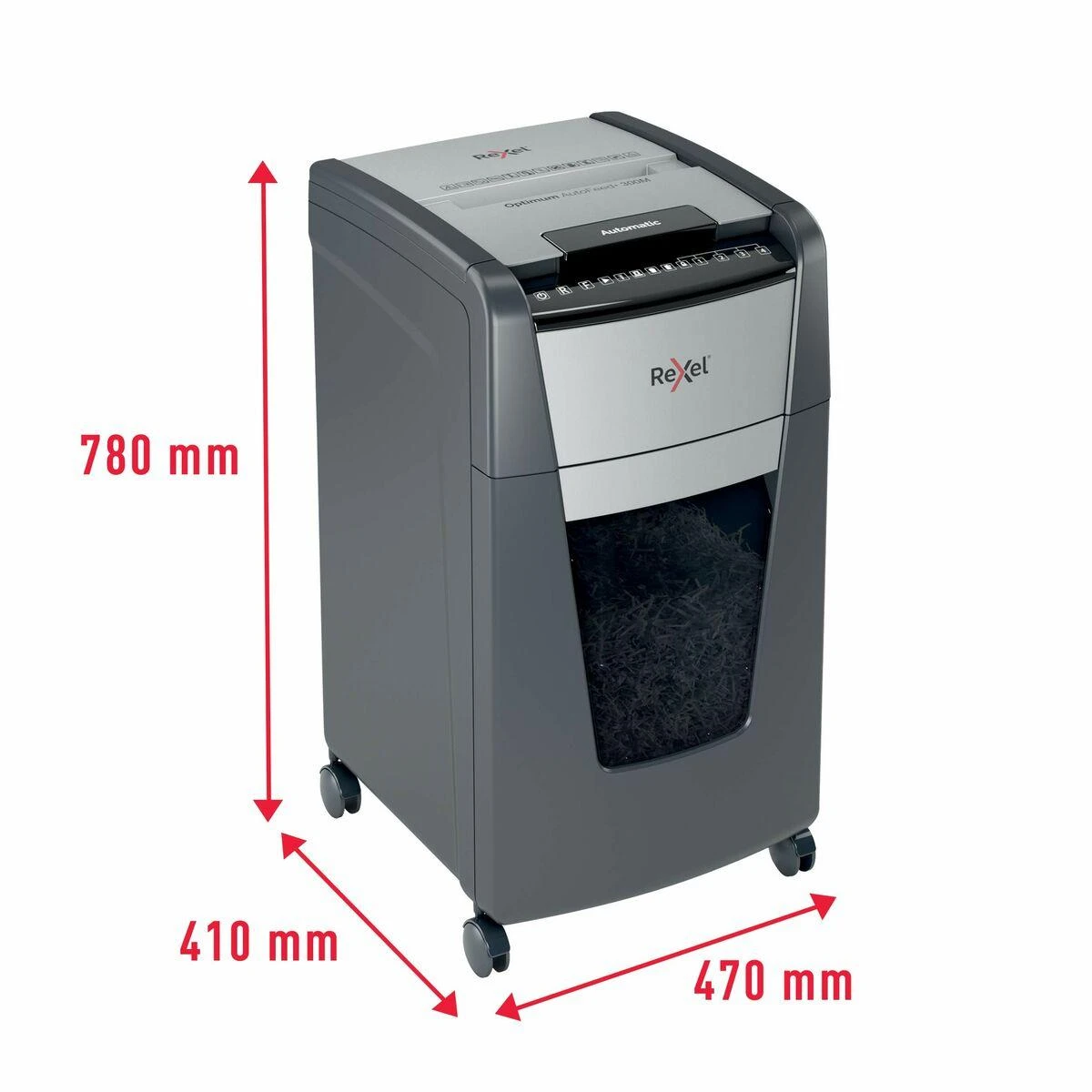 Automatinis dokumentų naikiklis Rexel Optimum Autofeed 300M, 42x15mm, P5, 60l