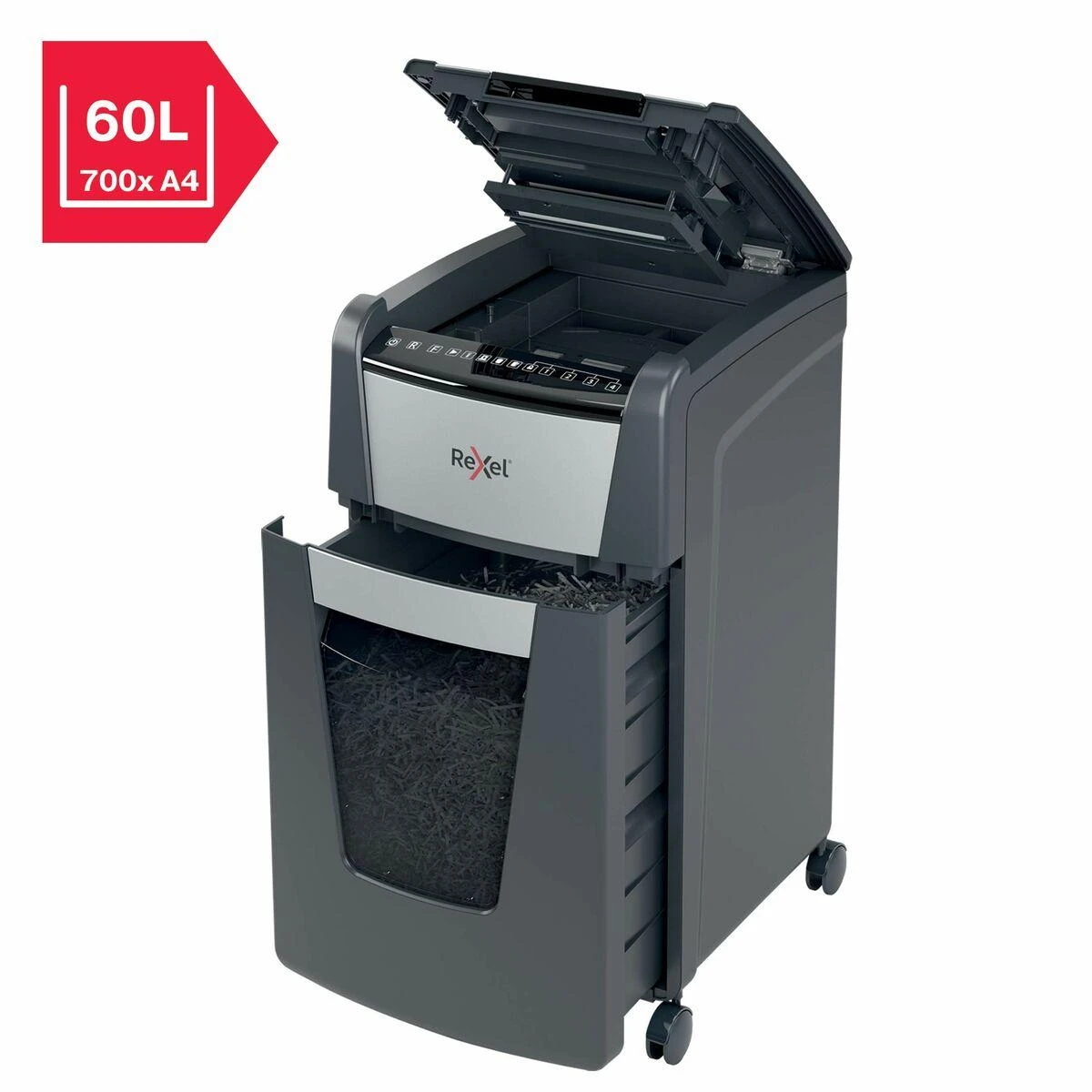 Automatinis dokumentų naikiklis Rexel Optimum Autofeed 300M, 42x15mm, P5, 60l