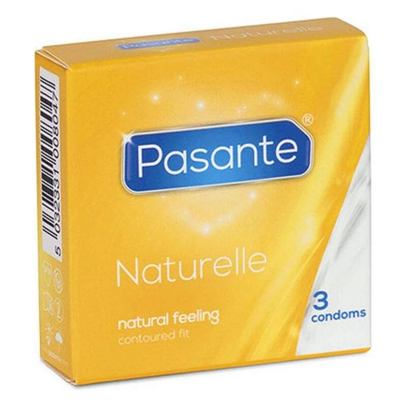 Pasante Healthcare Naturelle „Pasante“ natūralūs prezervatyvai, 3 vnt.