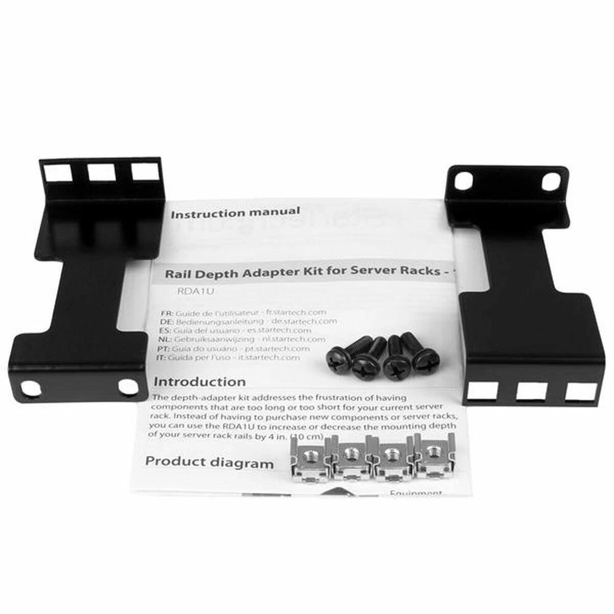 Startech Components Serverio stelažo gylio adapterio rinkinys – 1U