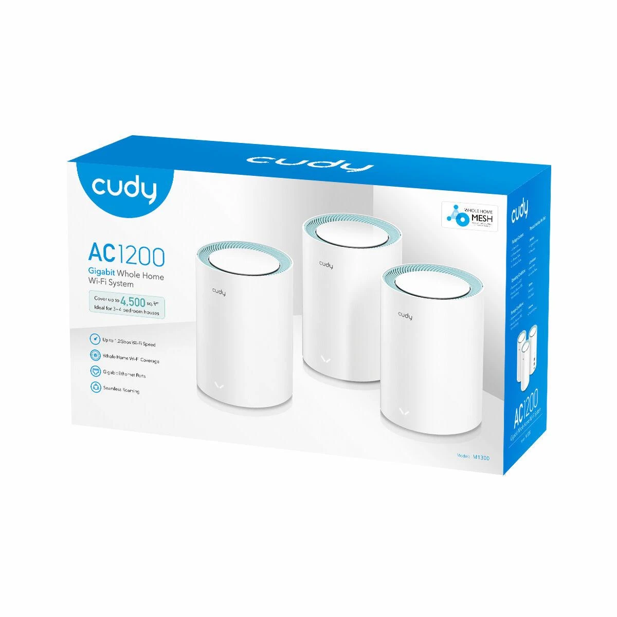 Tinklo įranga - Cudy M1300 Mesh Wi-Fi sistema dviejų juostų 802.11ac balta