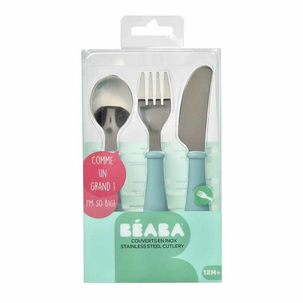 Beaba nerūdijančio plieno stalo įrankiai, 12 mėn. Spalva: airy green