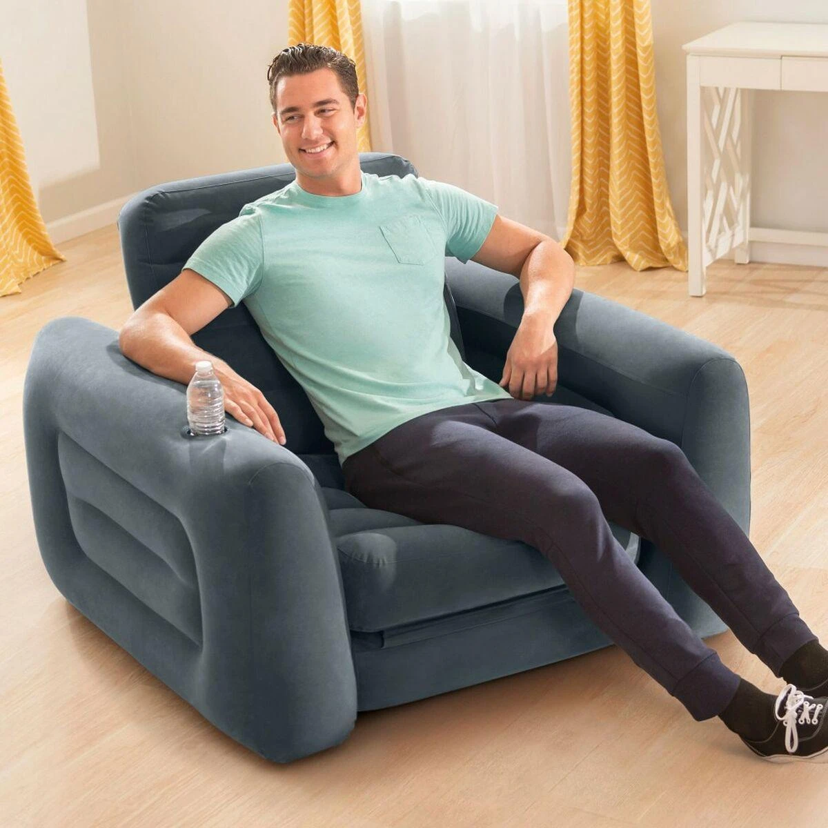 Intex Išskleidžiama sofa, tamsiai pilkos spalvos, 117x224x66cm