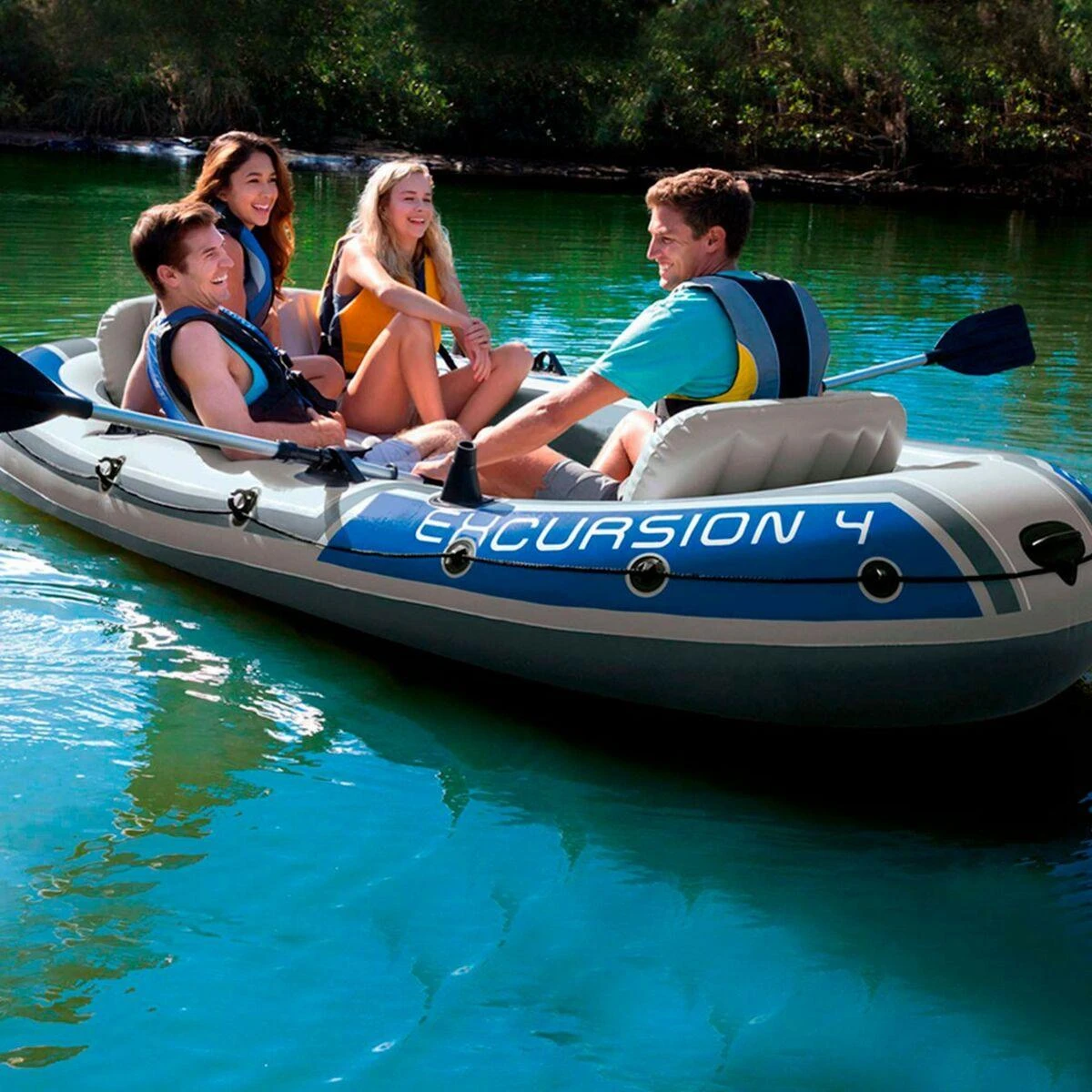Pripučiama valtis INTEX Excursion 4 /4 asmenims, komplektas. 315x165x43cm