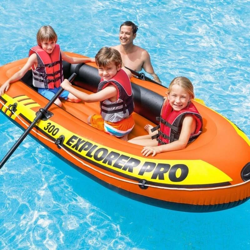 Oars Intex Explorer Pro 300 komplektas pripučiama valtis su irklais ir siurbliu Raudona/Geltona