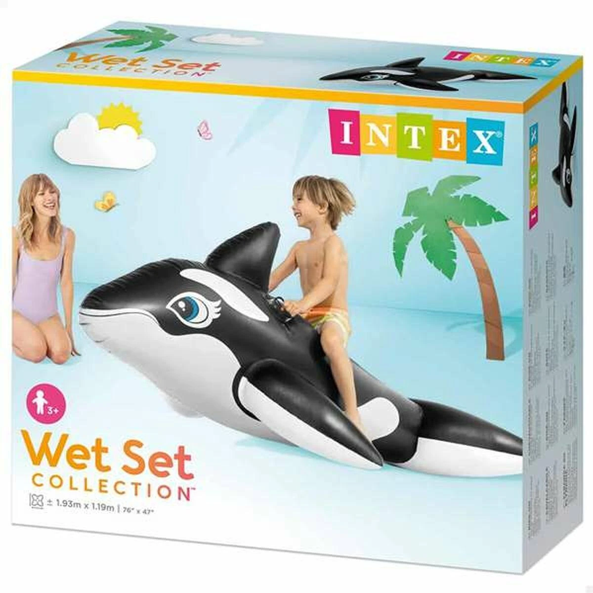 Intex Lil' Whale Ride On Swimming Board Juodas/Baltas
